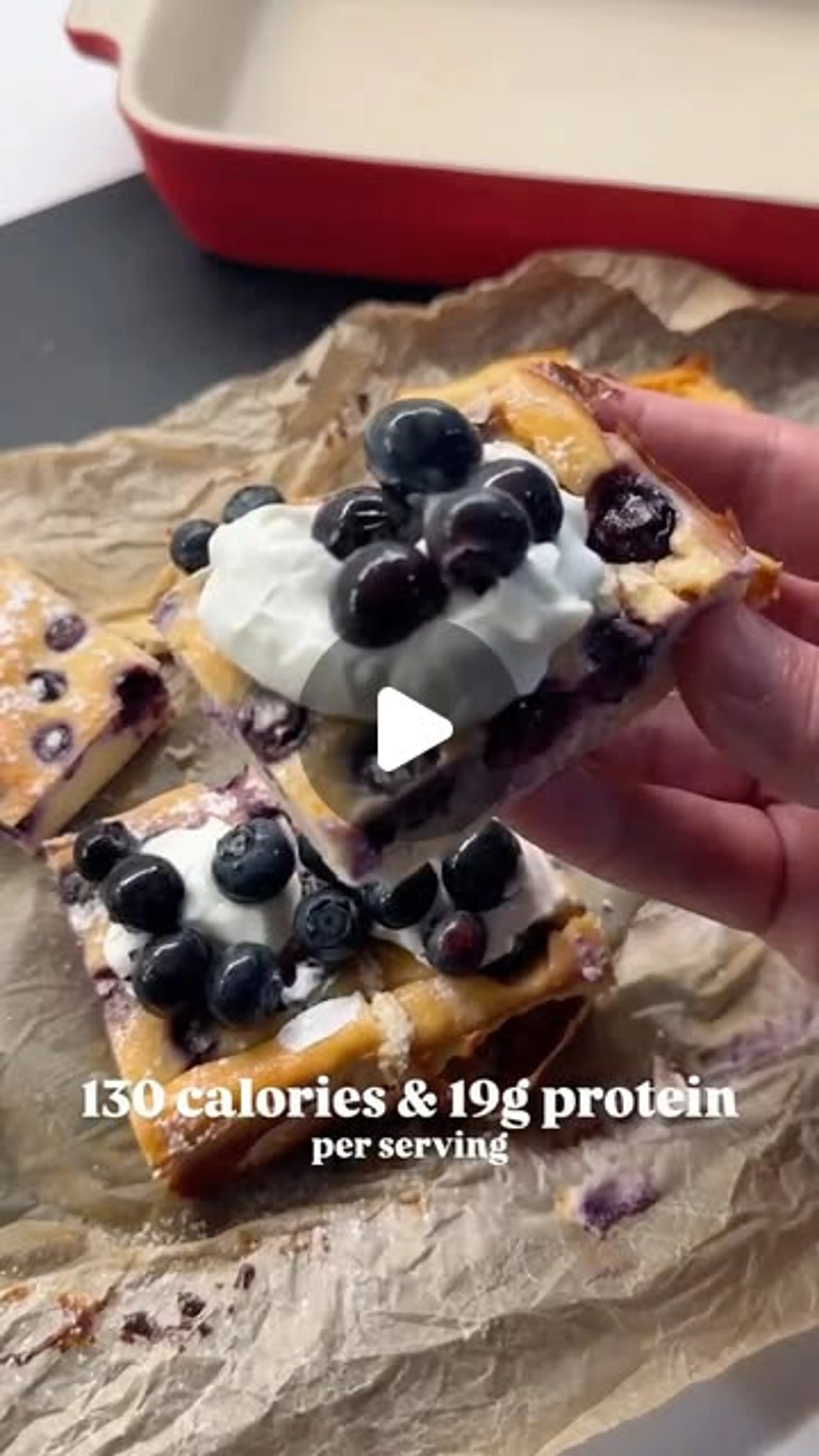 High Protein Blueberry Cheesecake Squares