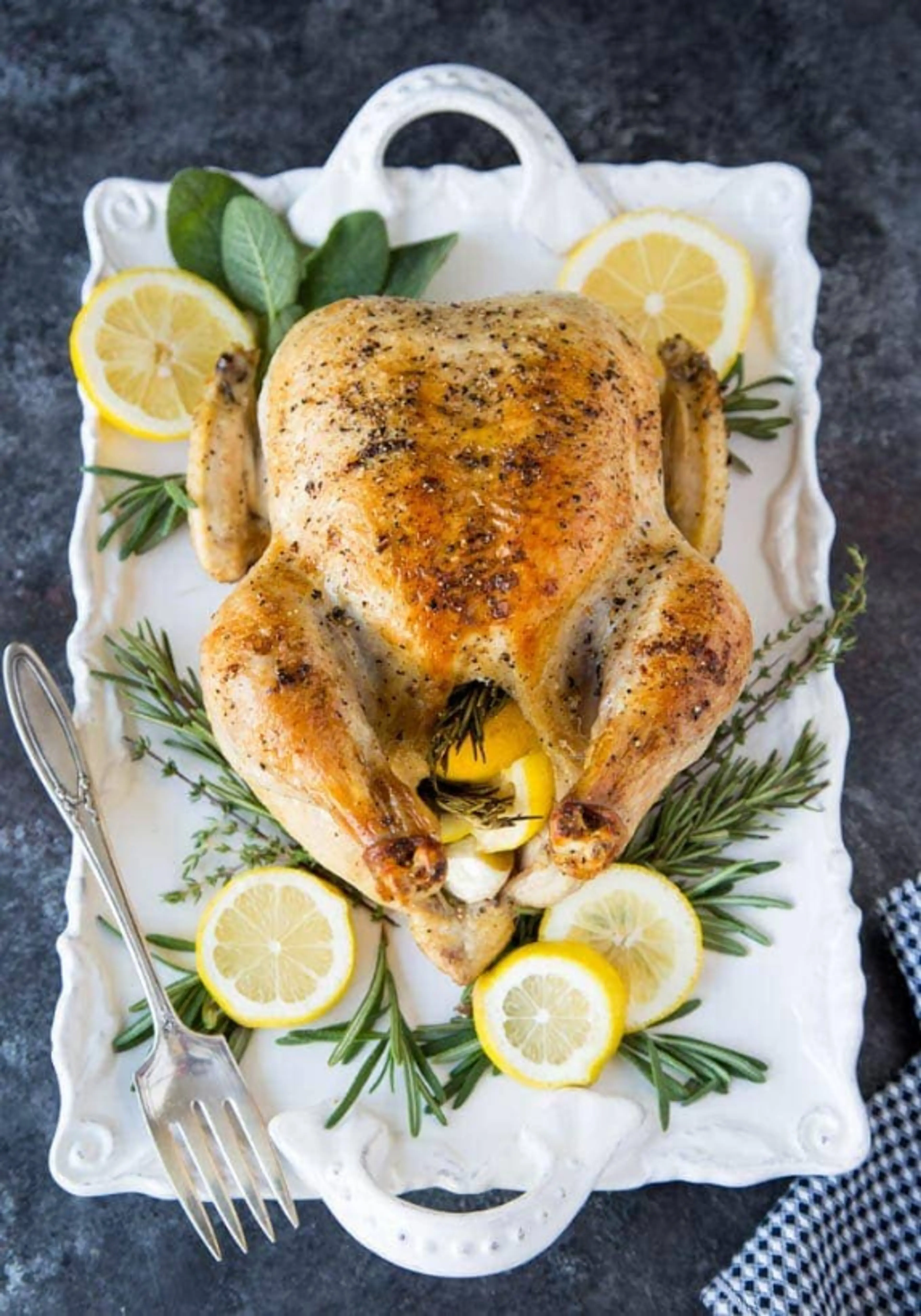 Whole Roasted Chicken (with Lemon, Garlic & Rosemary)