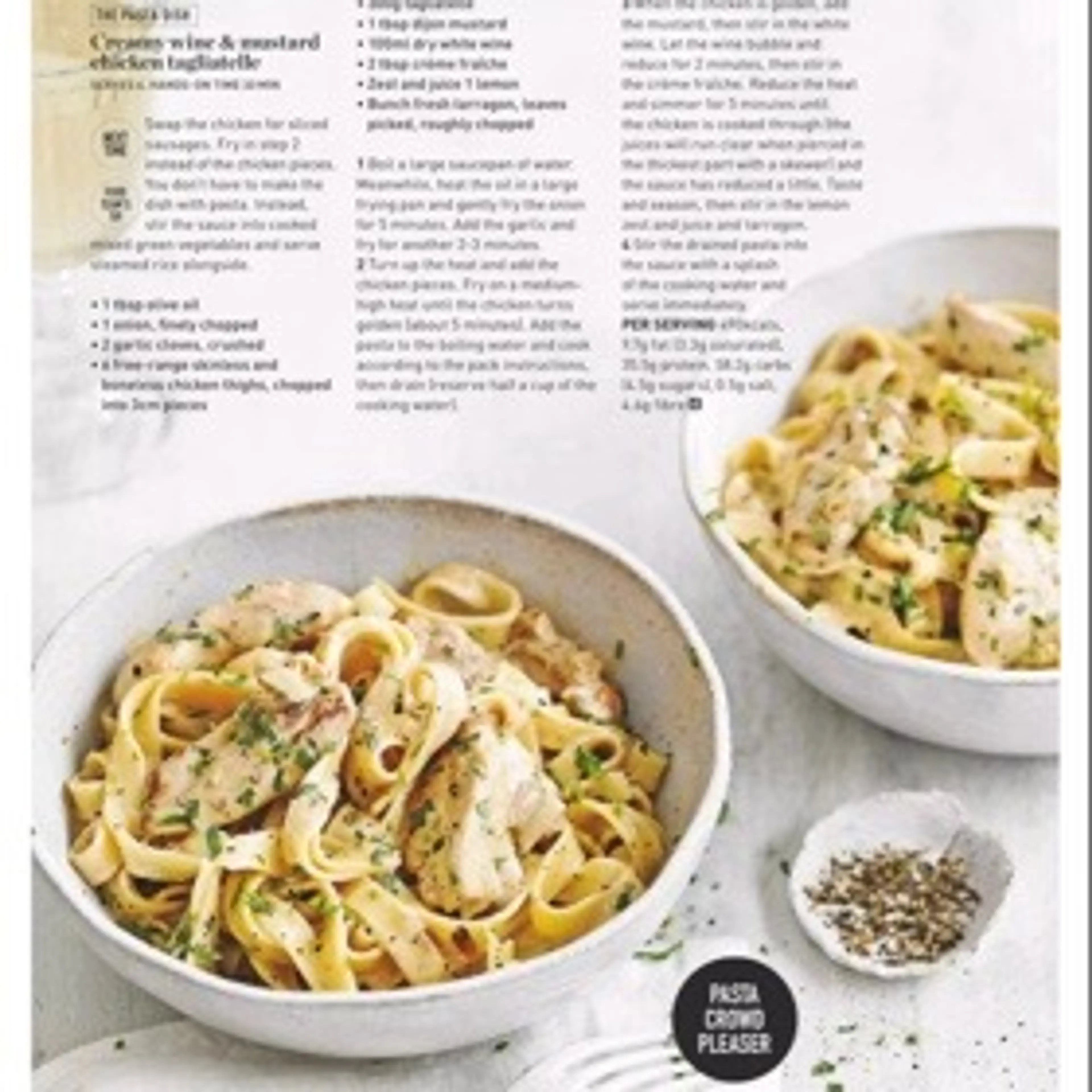 Creamy wine & mustard Chicken tagliatelle
