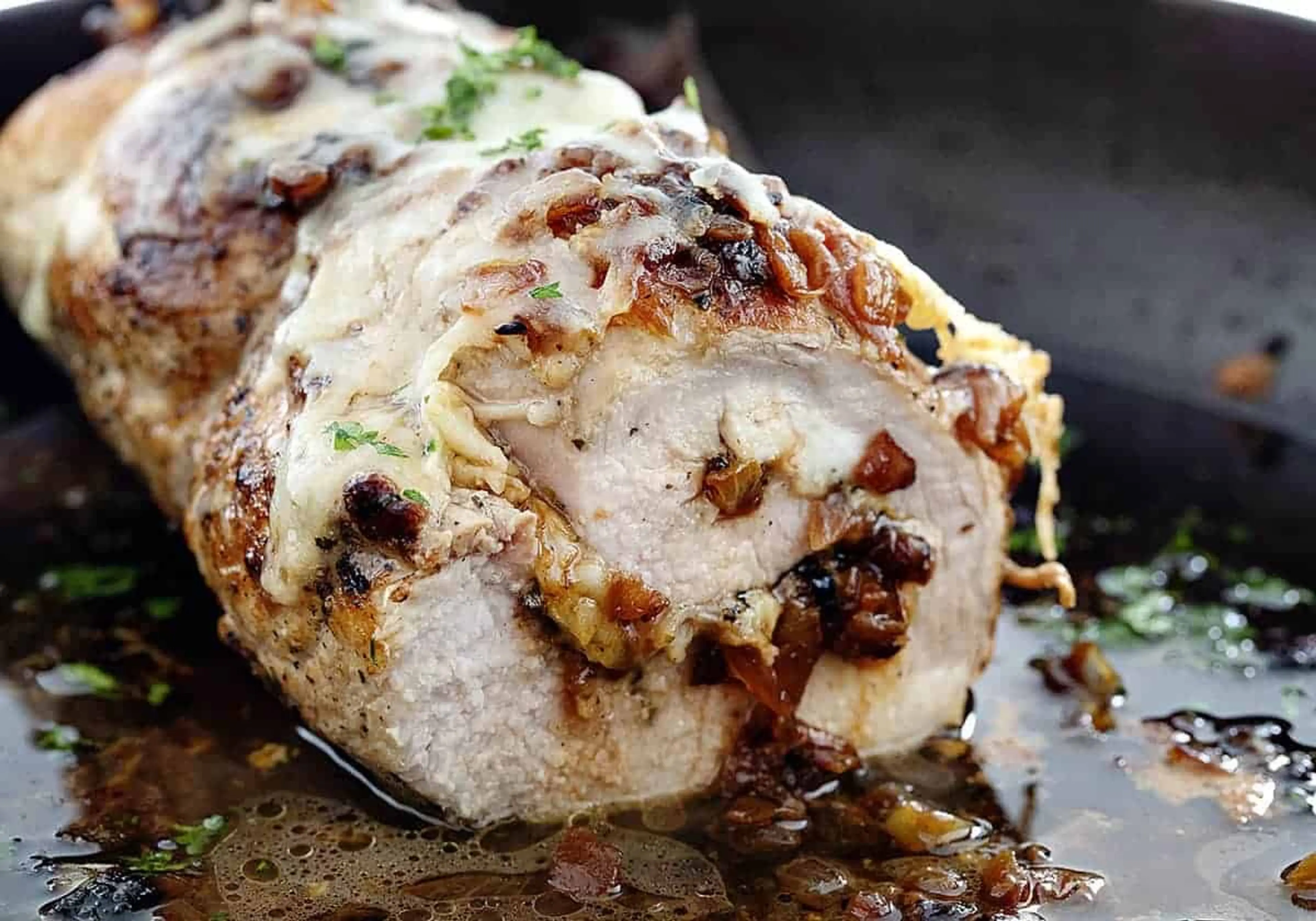 French Onion Stuffed Pork Loin