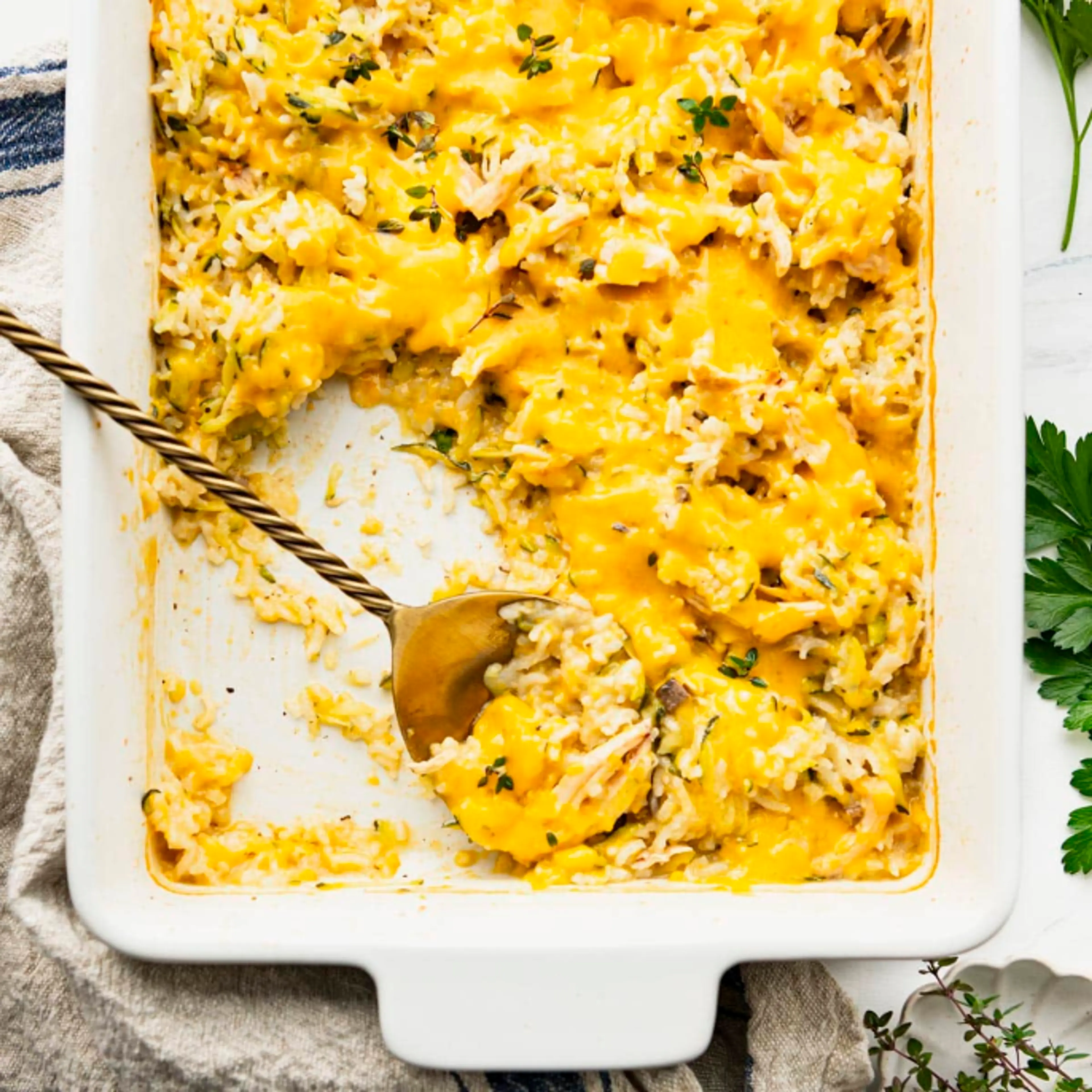 Dump-and-Bake Cheesy Chicken and Rice Casserole