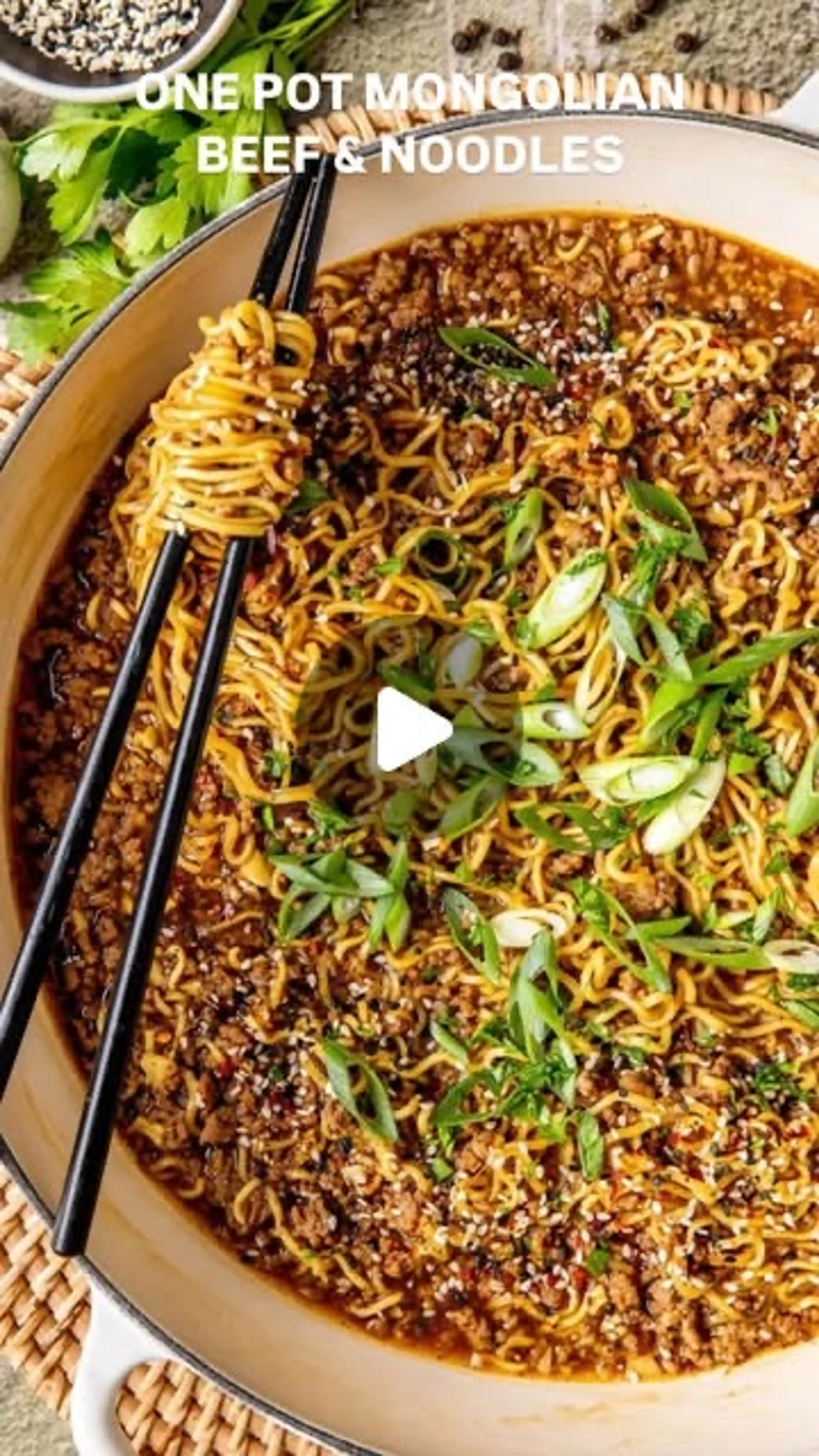 One Pot Ground Mongolian Beef & Noodles