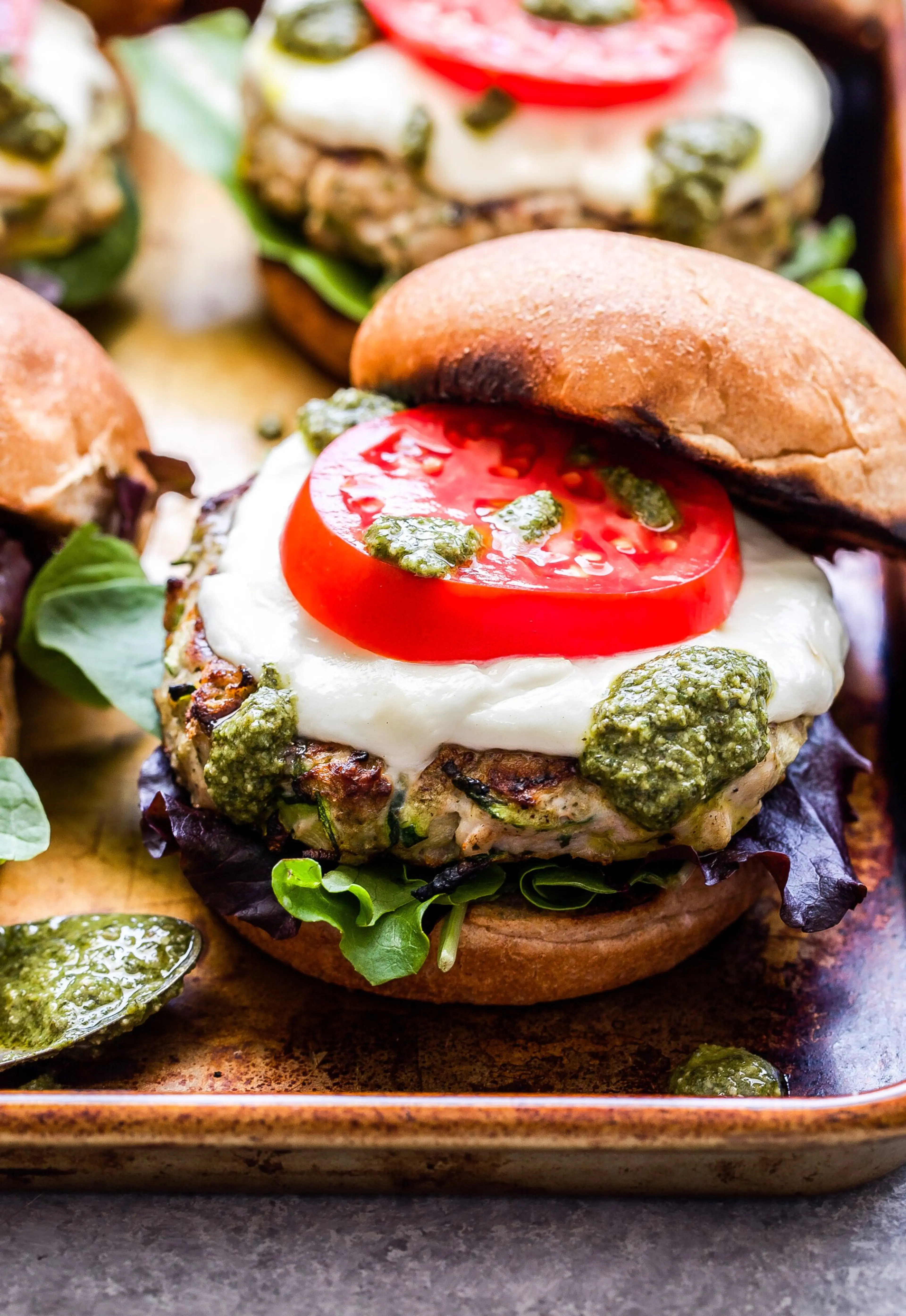 Pesto Zucchini Turkey Burgers