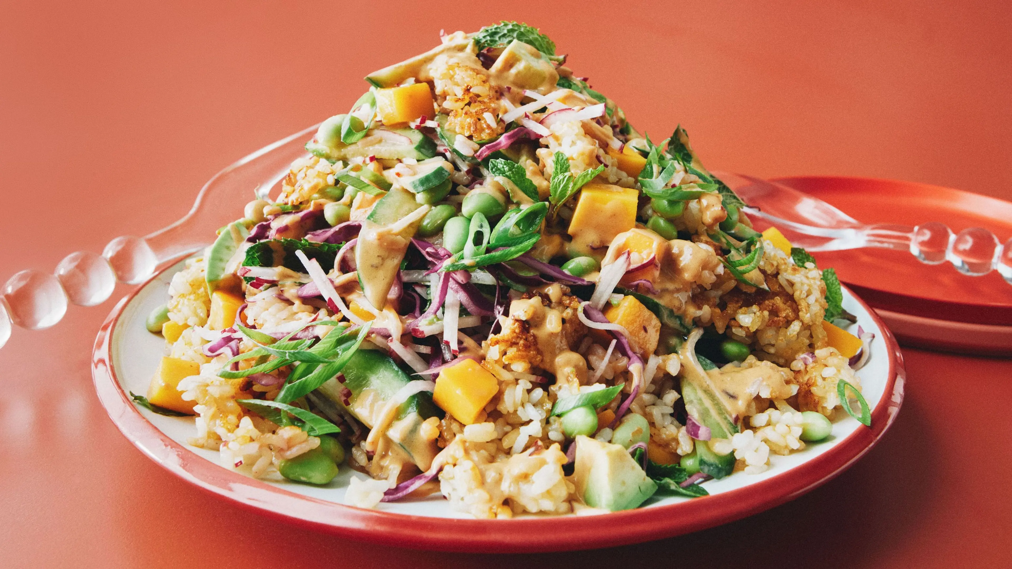 Crispy Rice Salad With Spicy Tahini Dressing