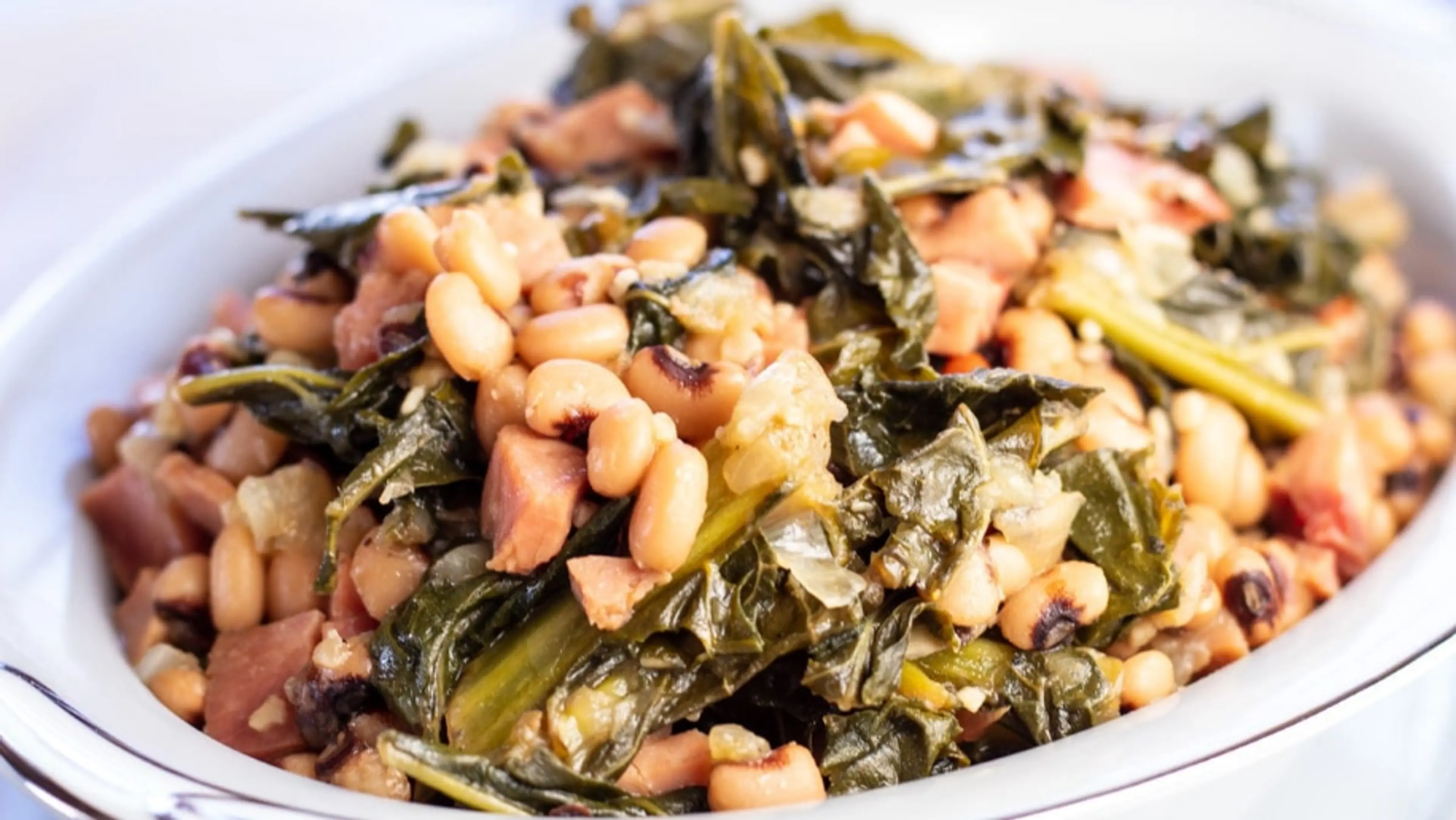 Black Eyed Peas with Collard Greens and Ham