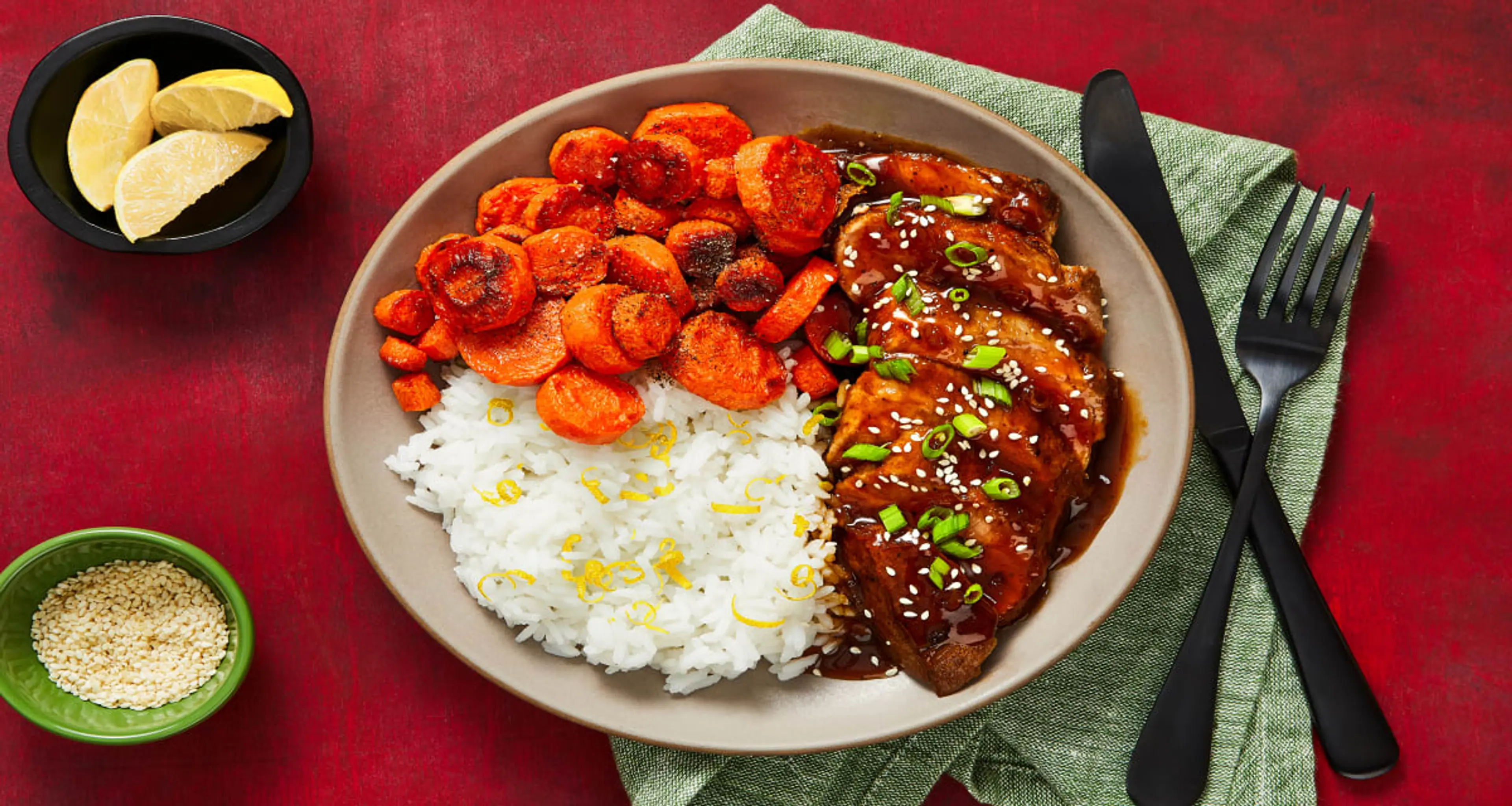 Bulgogi Chicken with Roasted Carrots & Lemony Rice