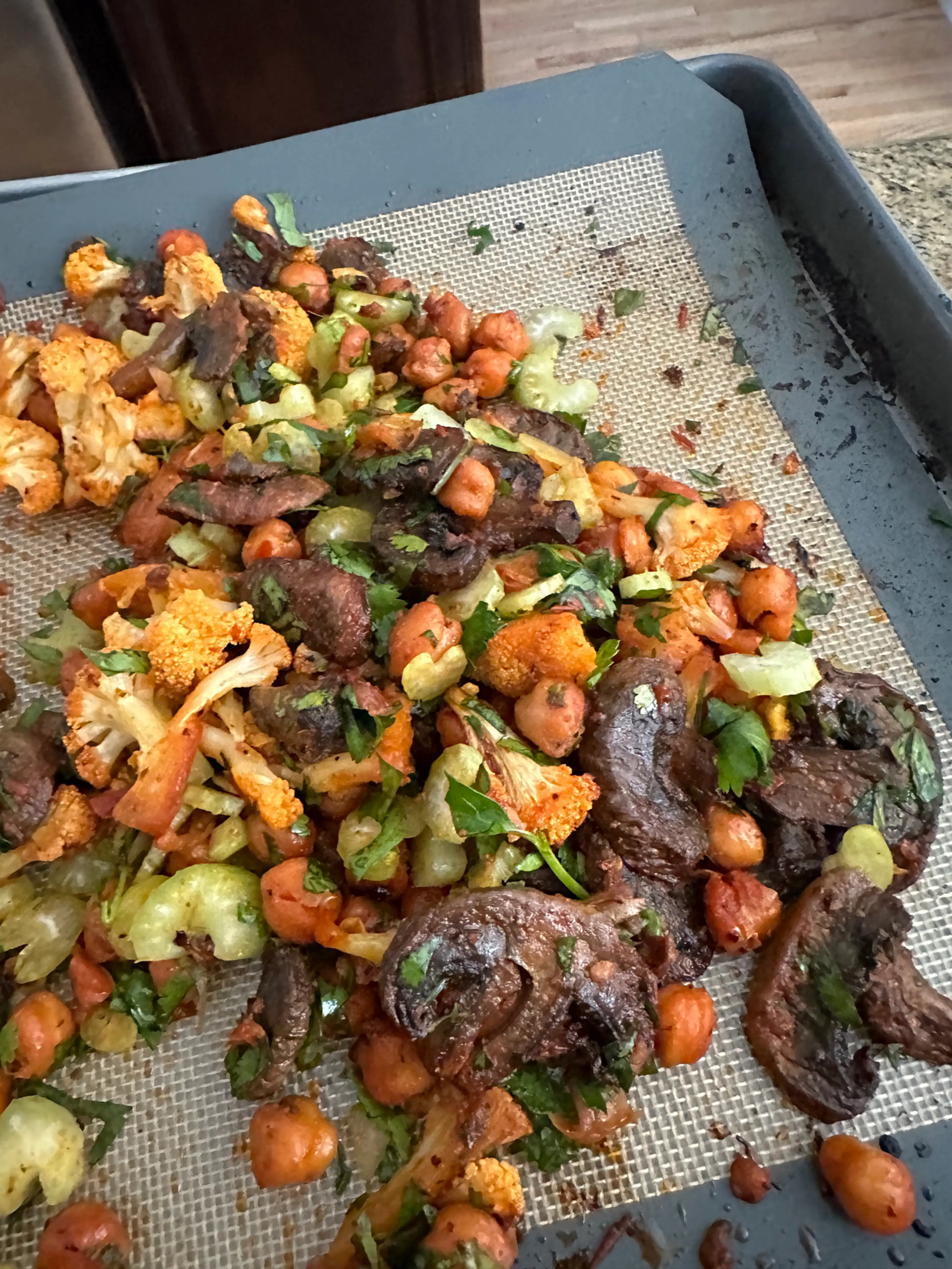Harissa Honey Roasted Cauliflower Chickpea Salad