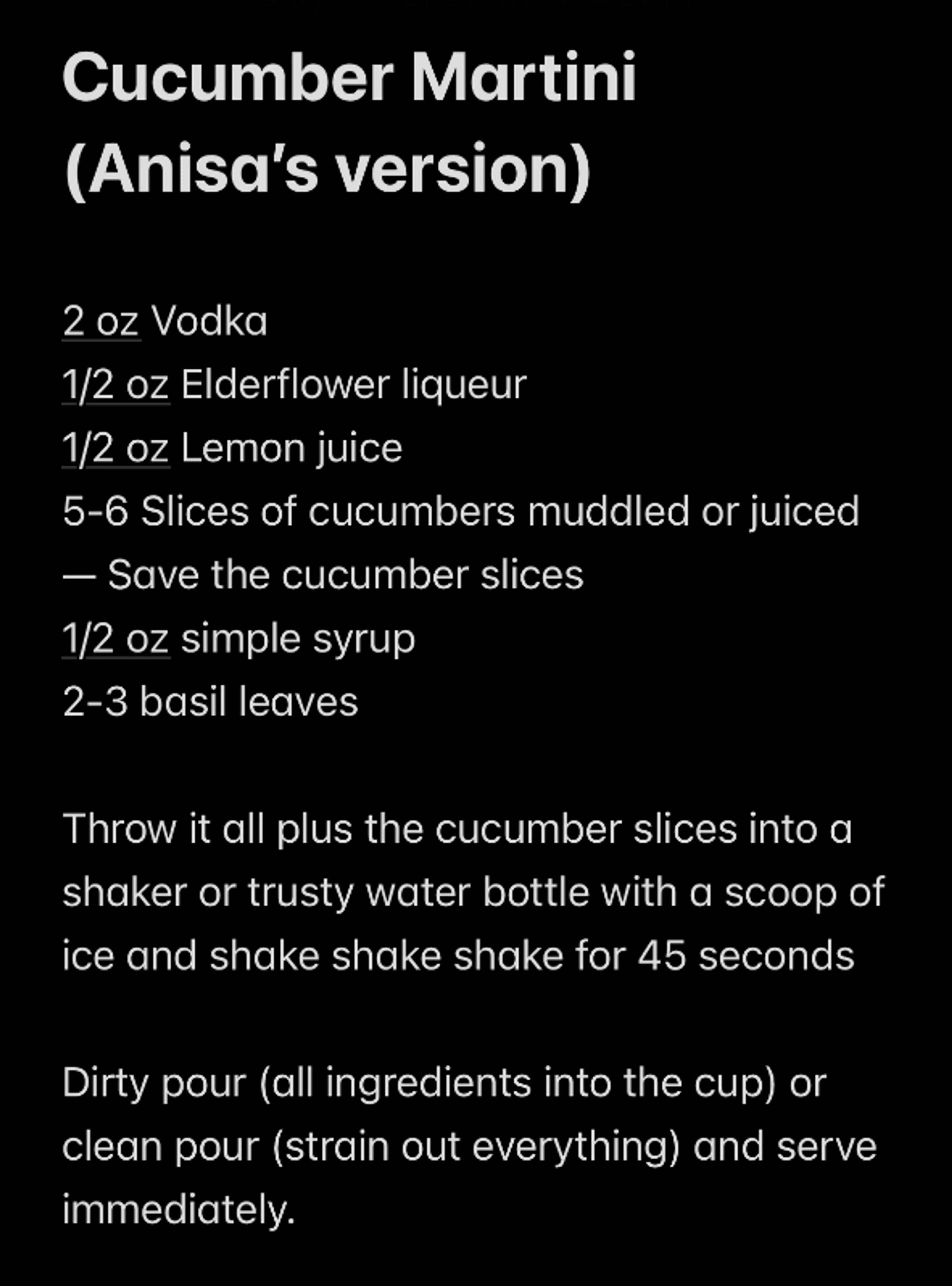 Anisa's Cucumber Martini