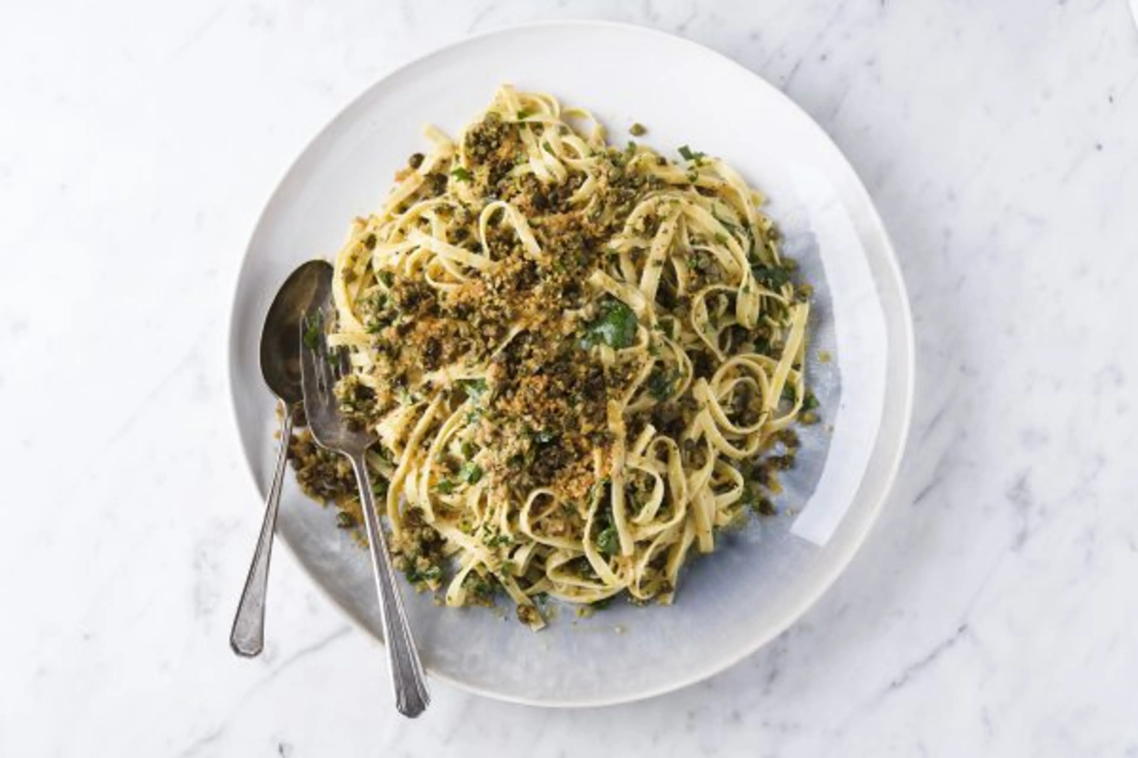 Pasta with Fried Capers and Toasted Breadcrumbs