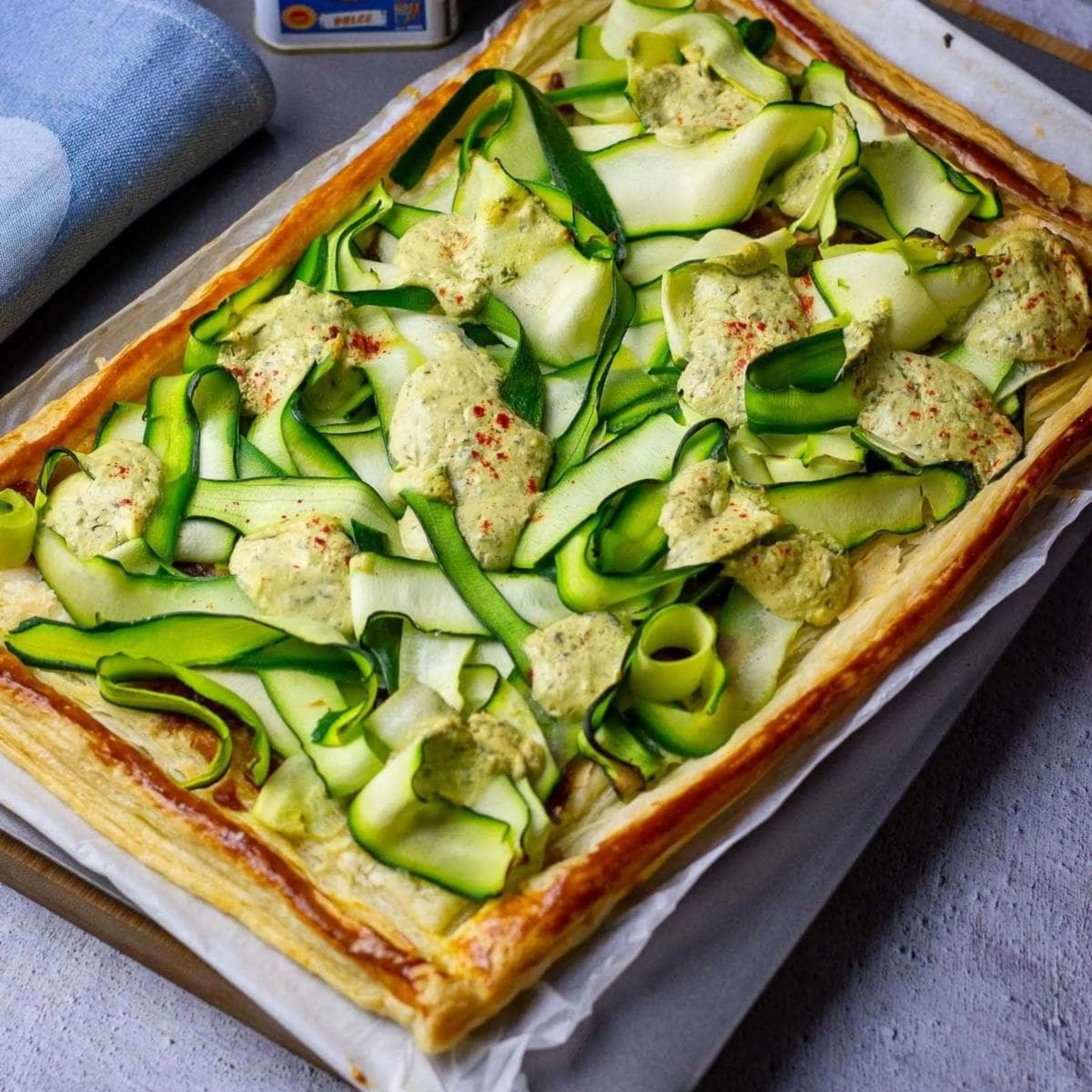 Courgette Puff Pastry Tart With Feta