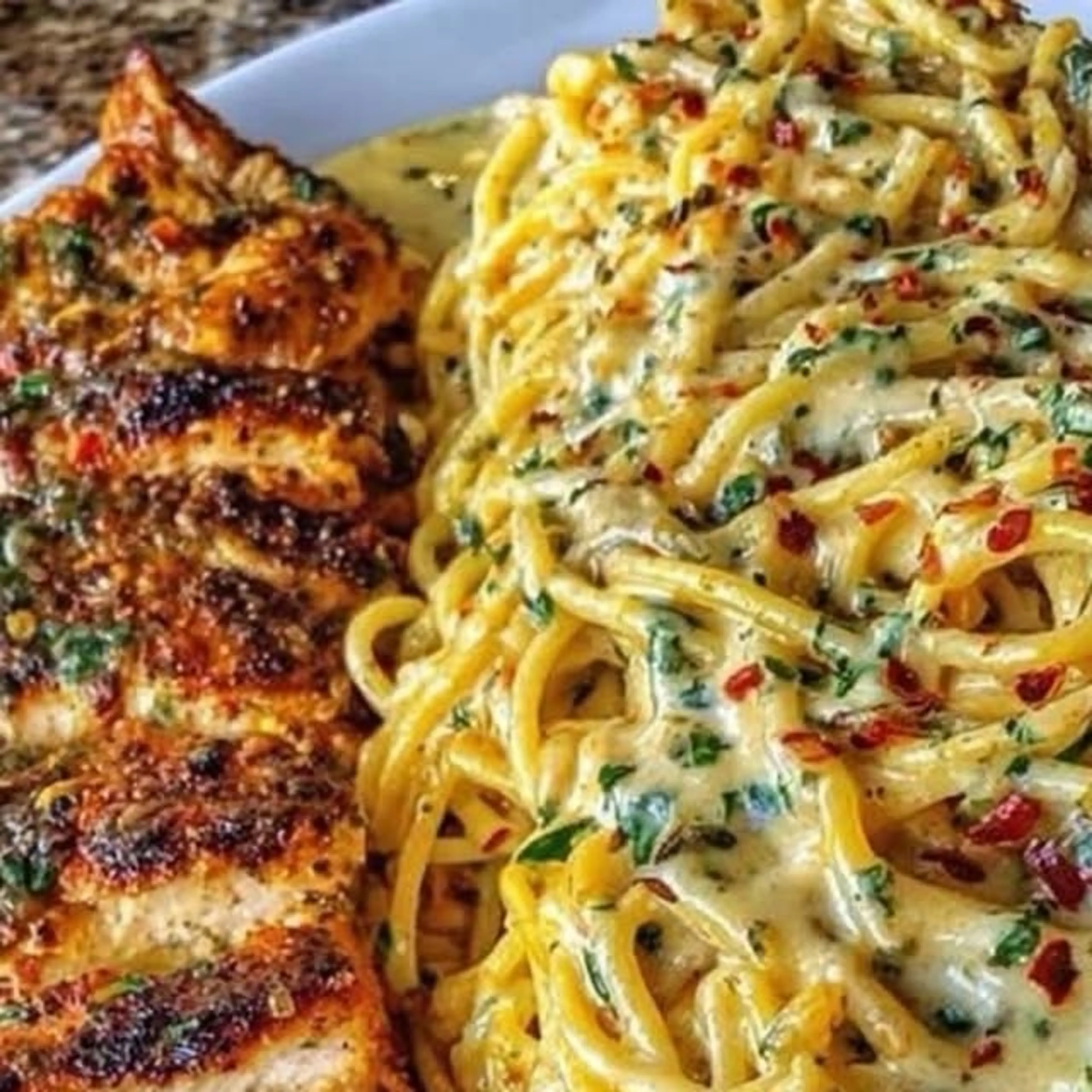 Garlic Parmesan Chicken Spaghetti