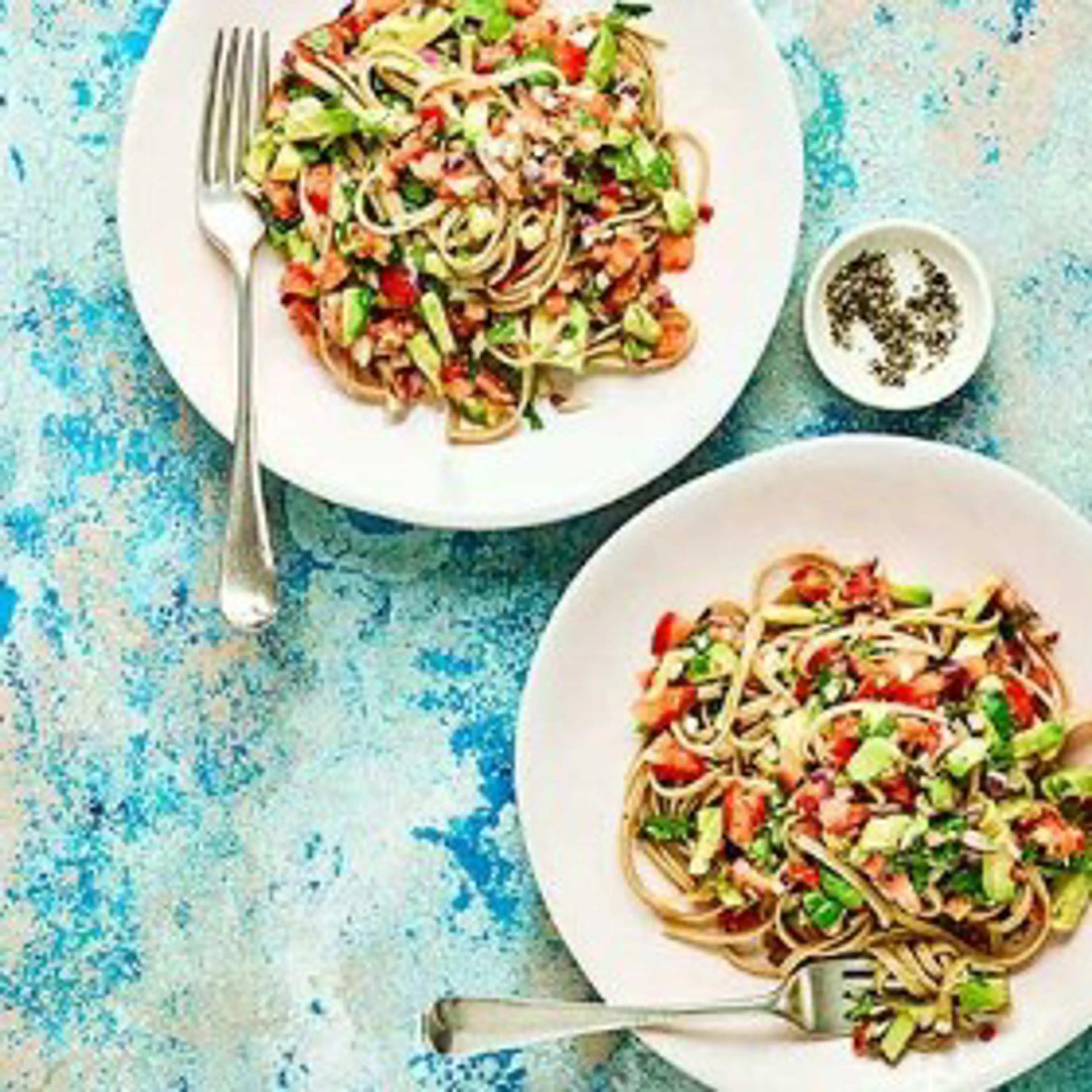 Linguine with Avocado, Tomato & Lime