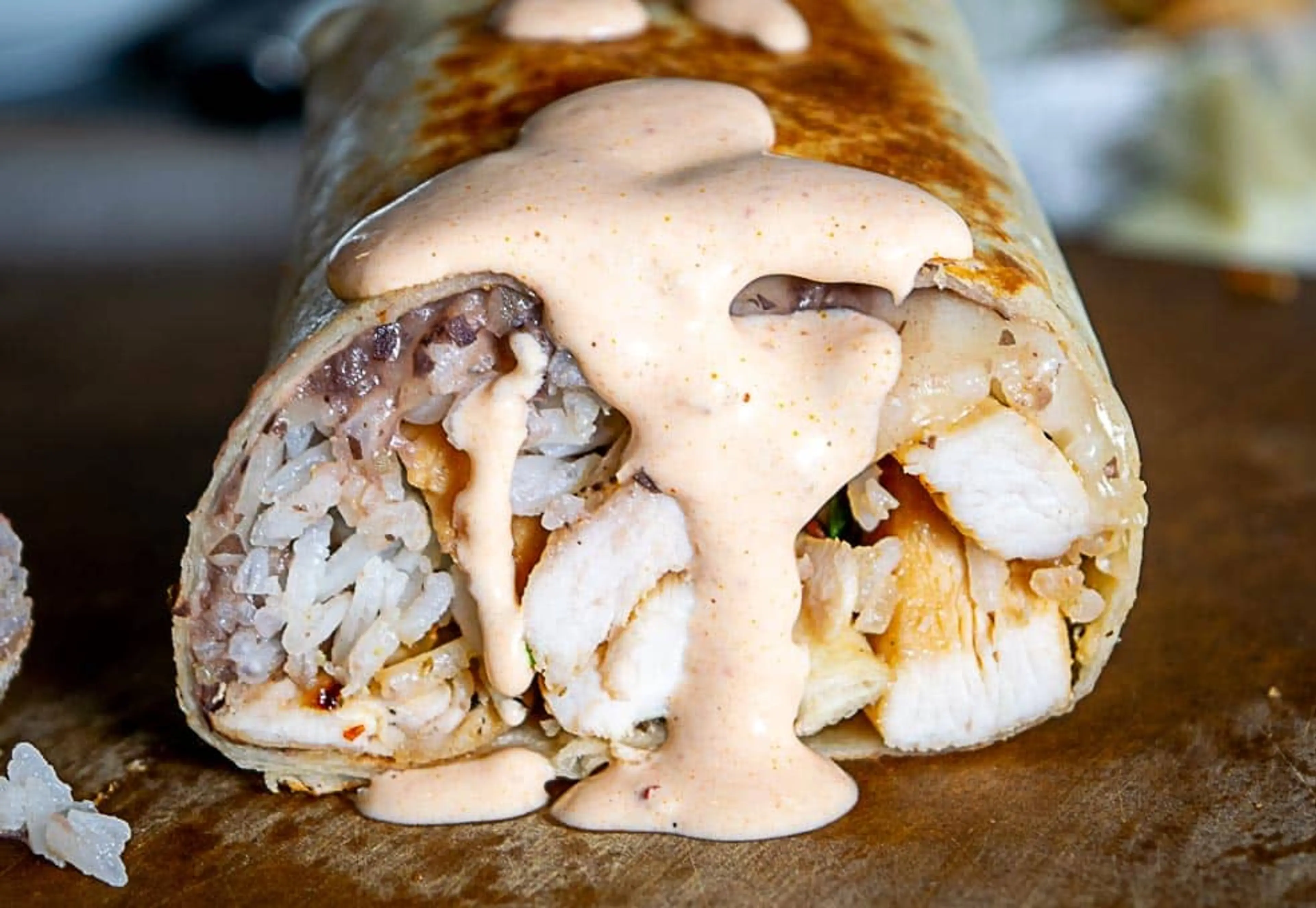 Quick Chicken Burrito with Chipotle Crema