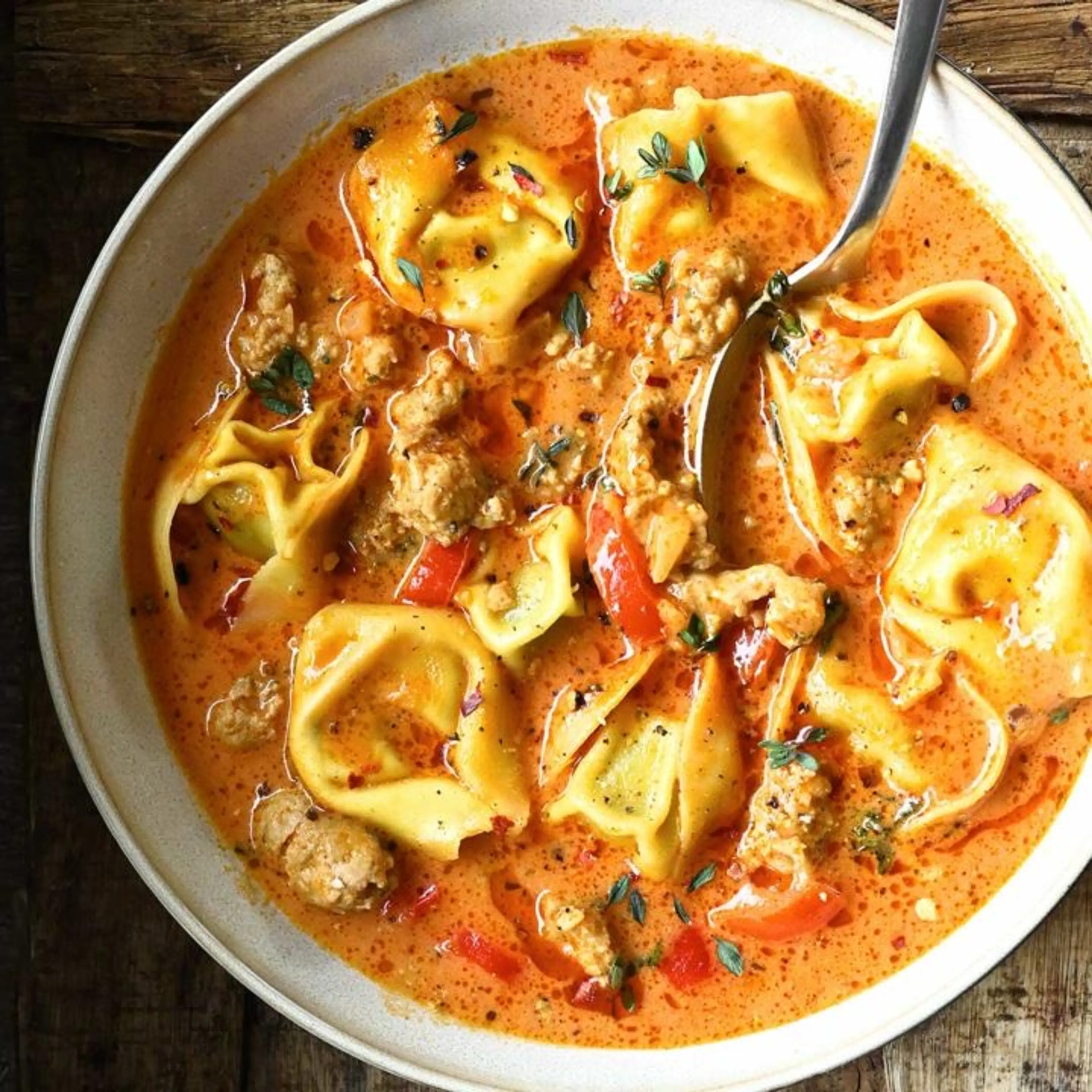 Creamy Tortellini Soup with Sausage