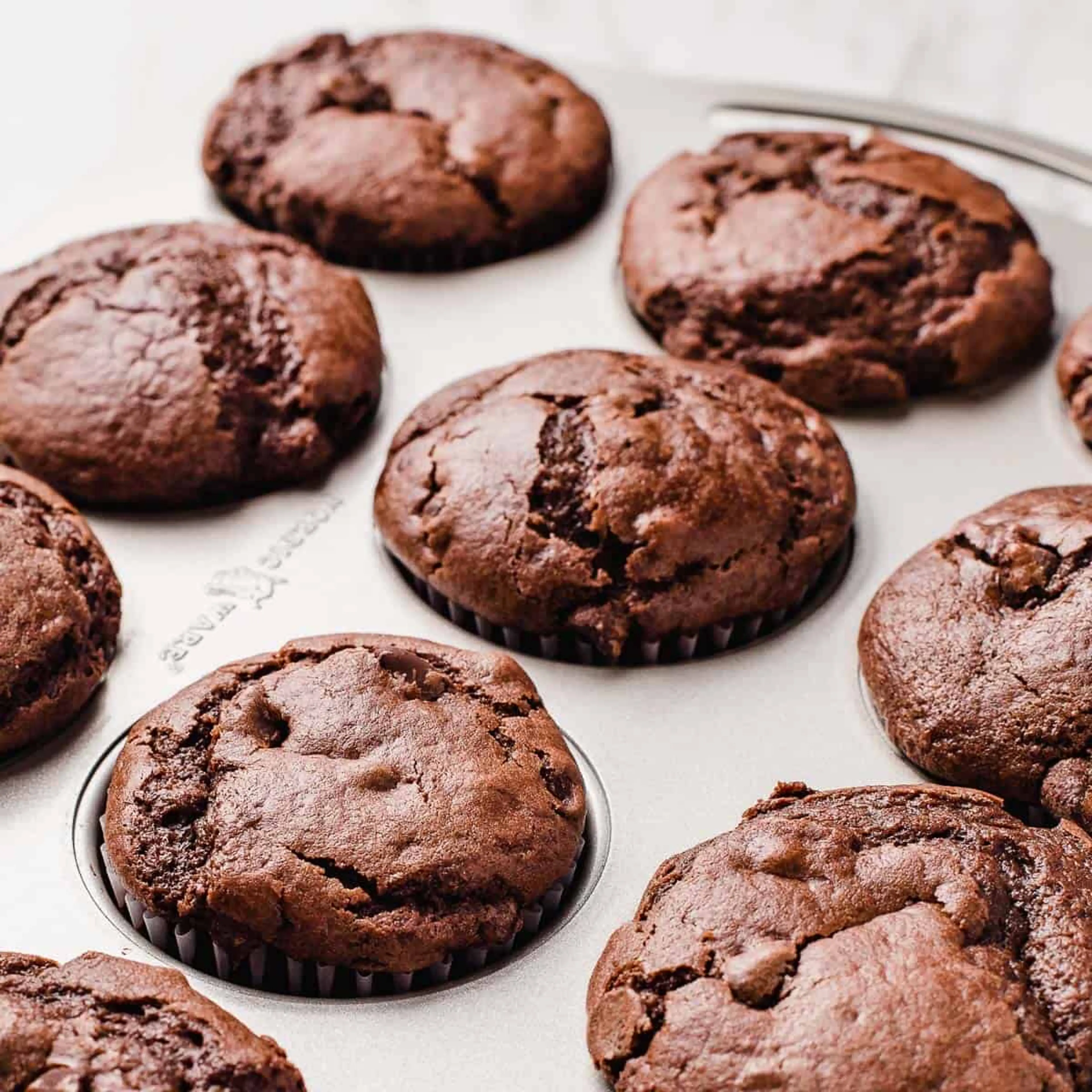 Double Chocolate Sourdough Muffins