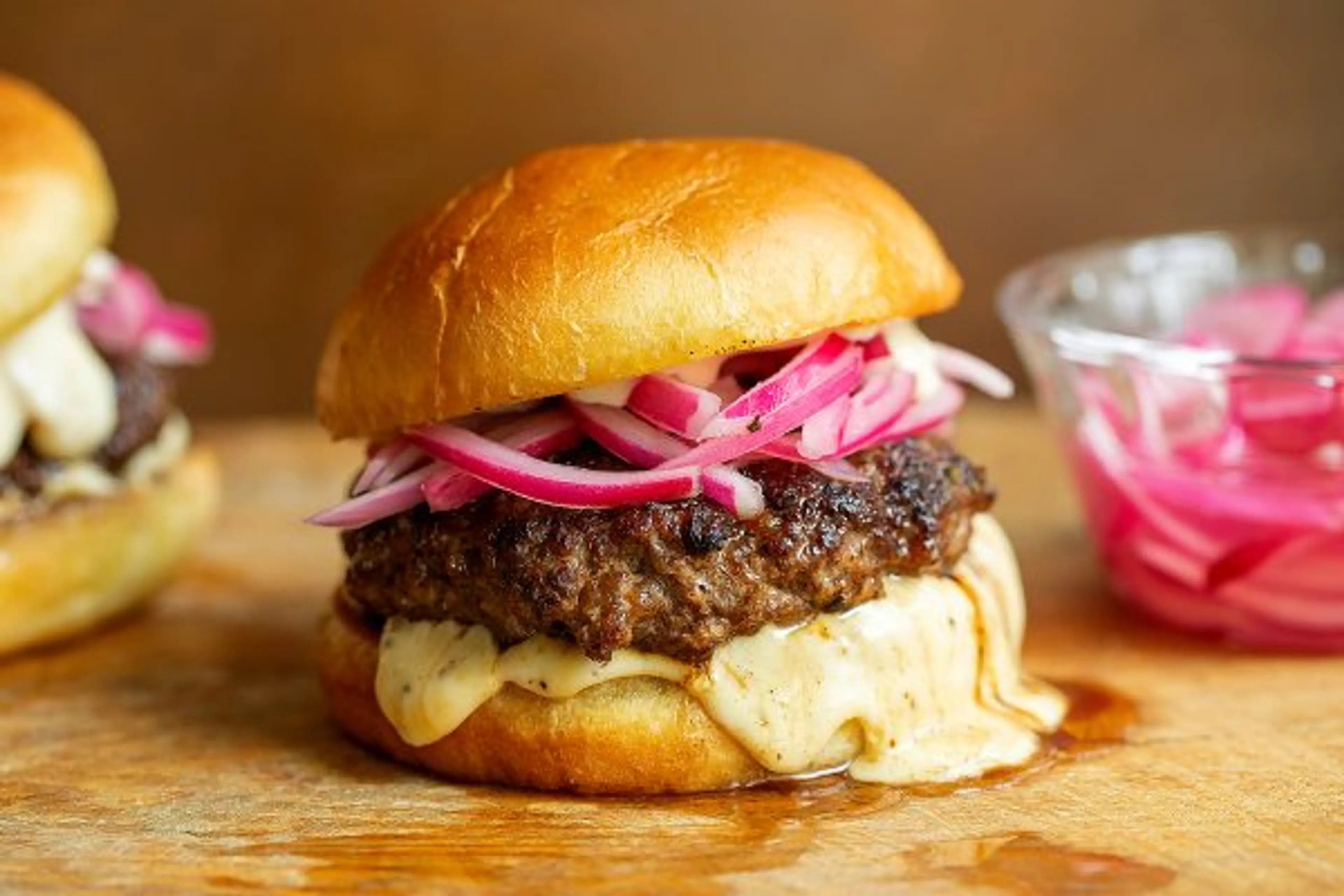 Garlic-Rosemary Burgers with Taleggio Sauce