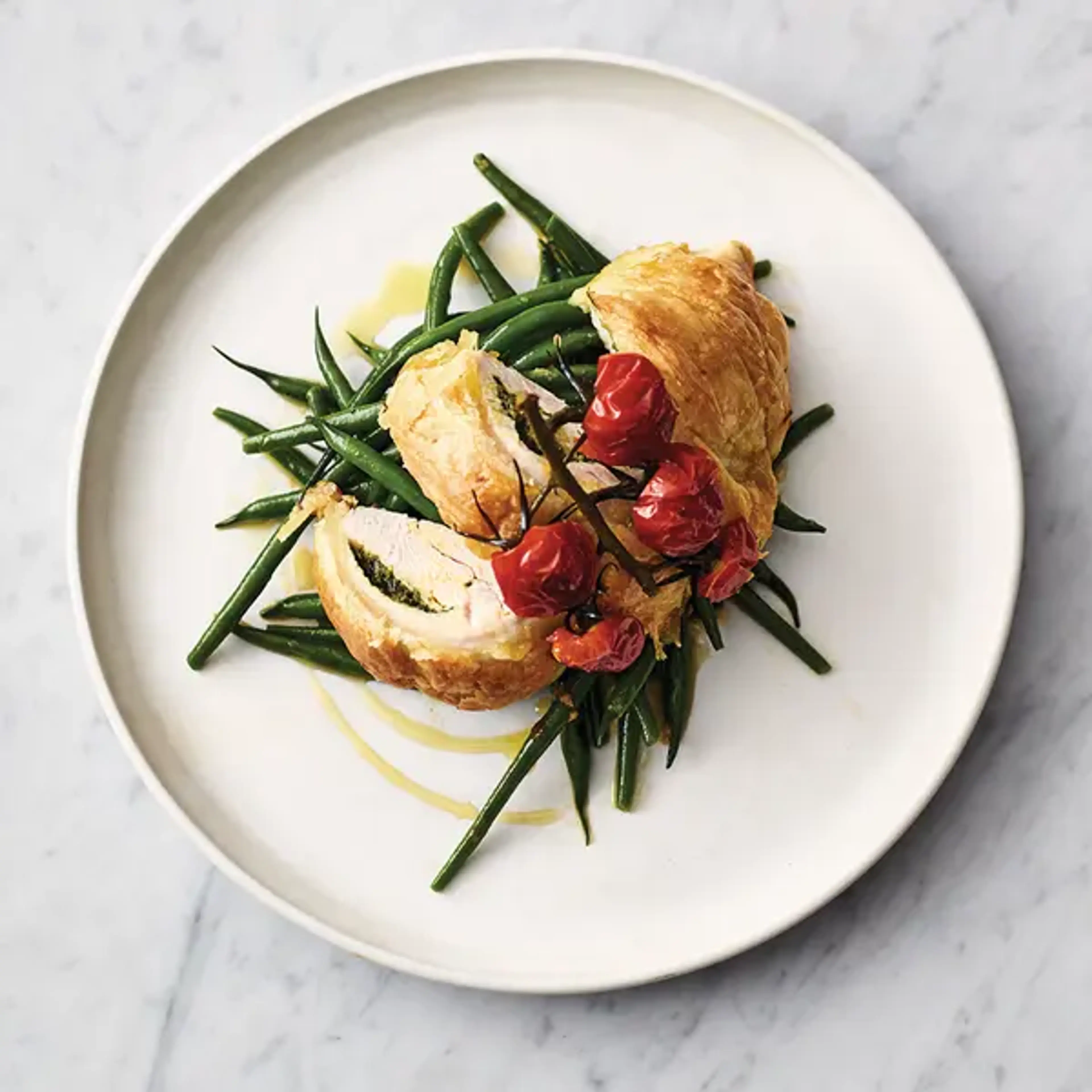 Flaky pastry pesto chicken