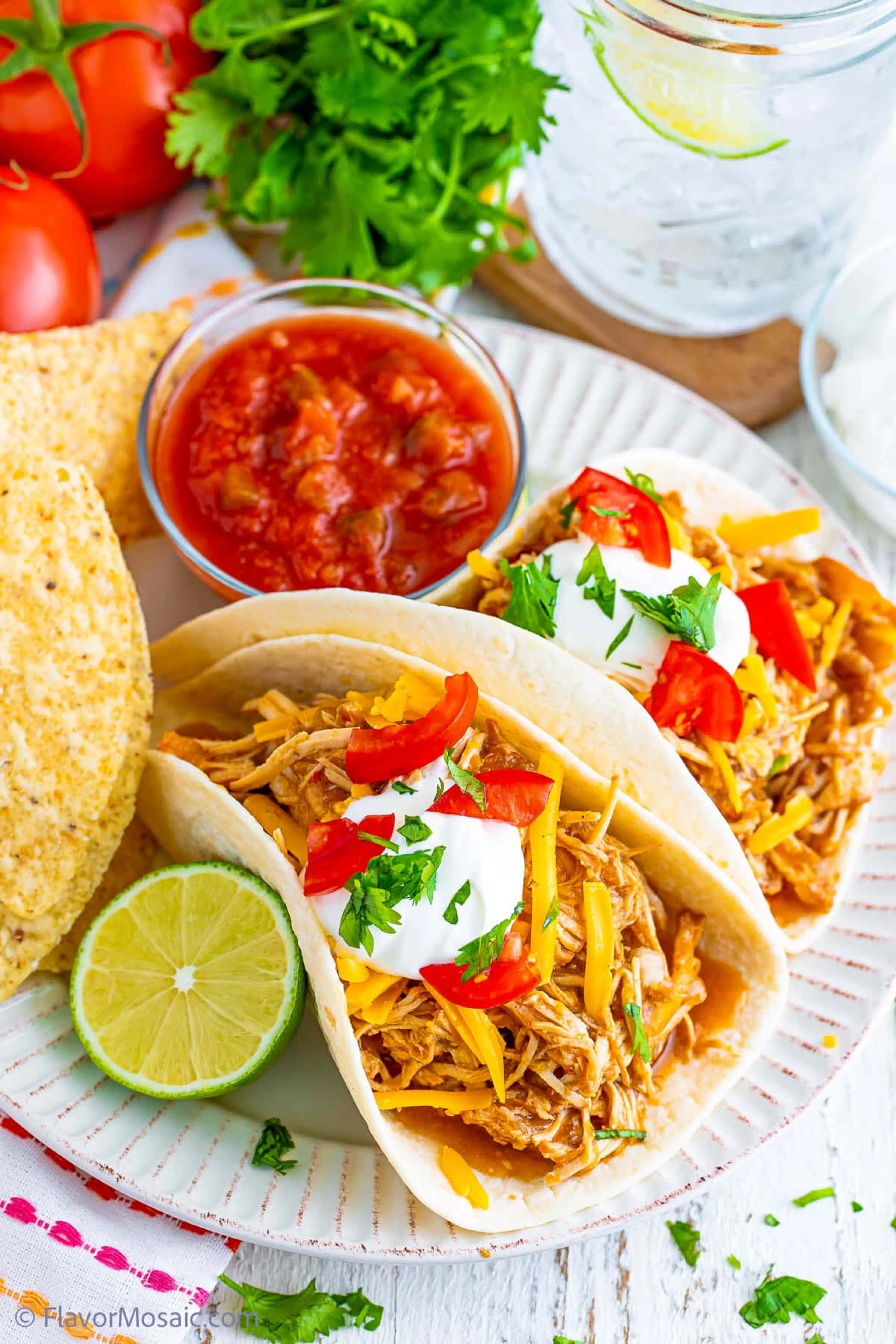 Slow Cooker Adobe Shredded Chicken Tacos