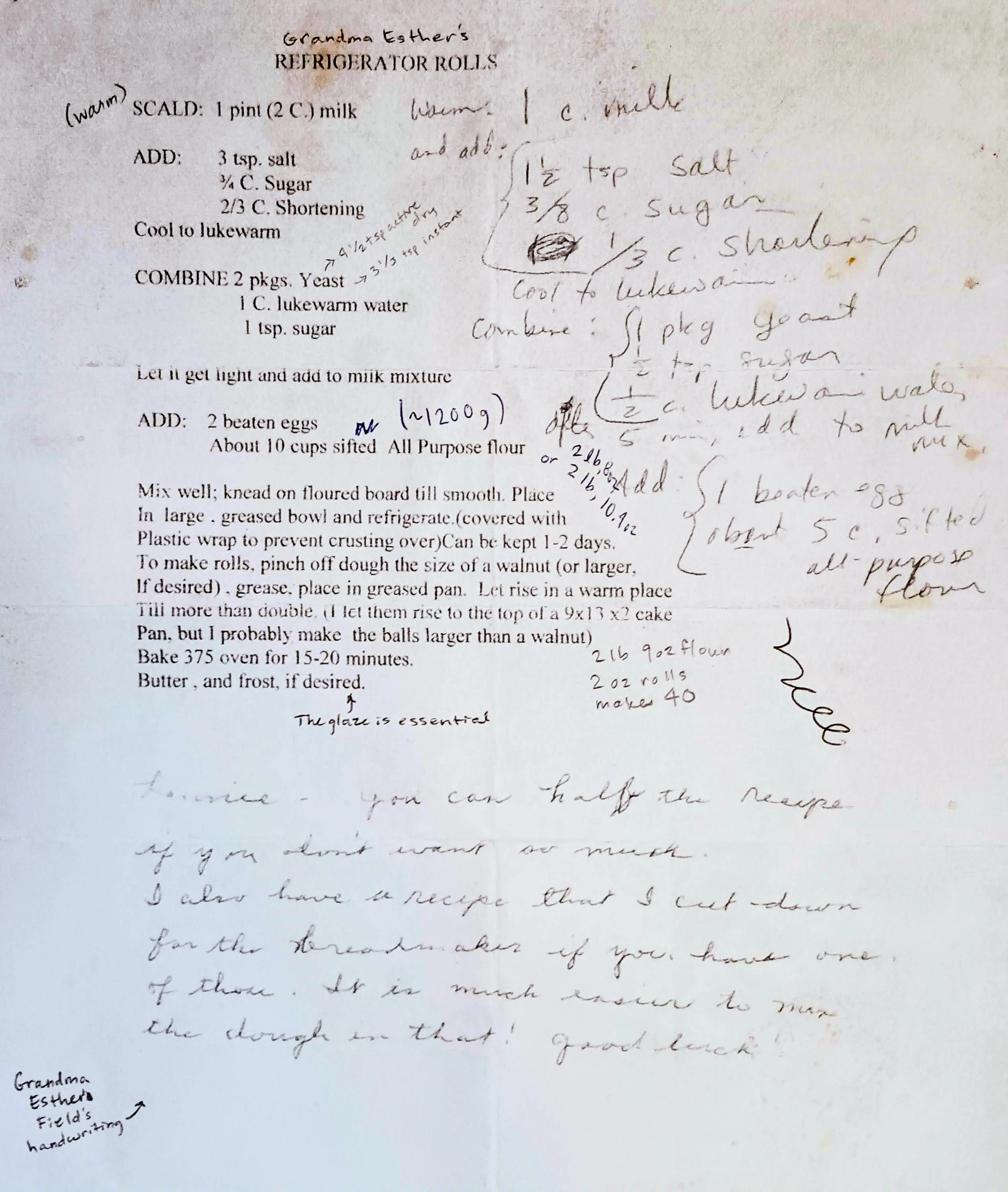 Grandma Esther's Refrigerator Rolls