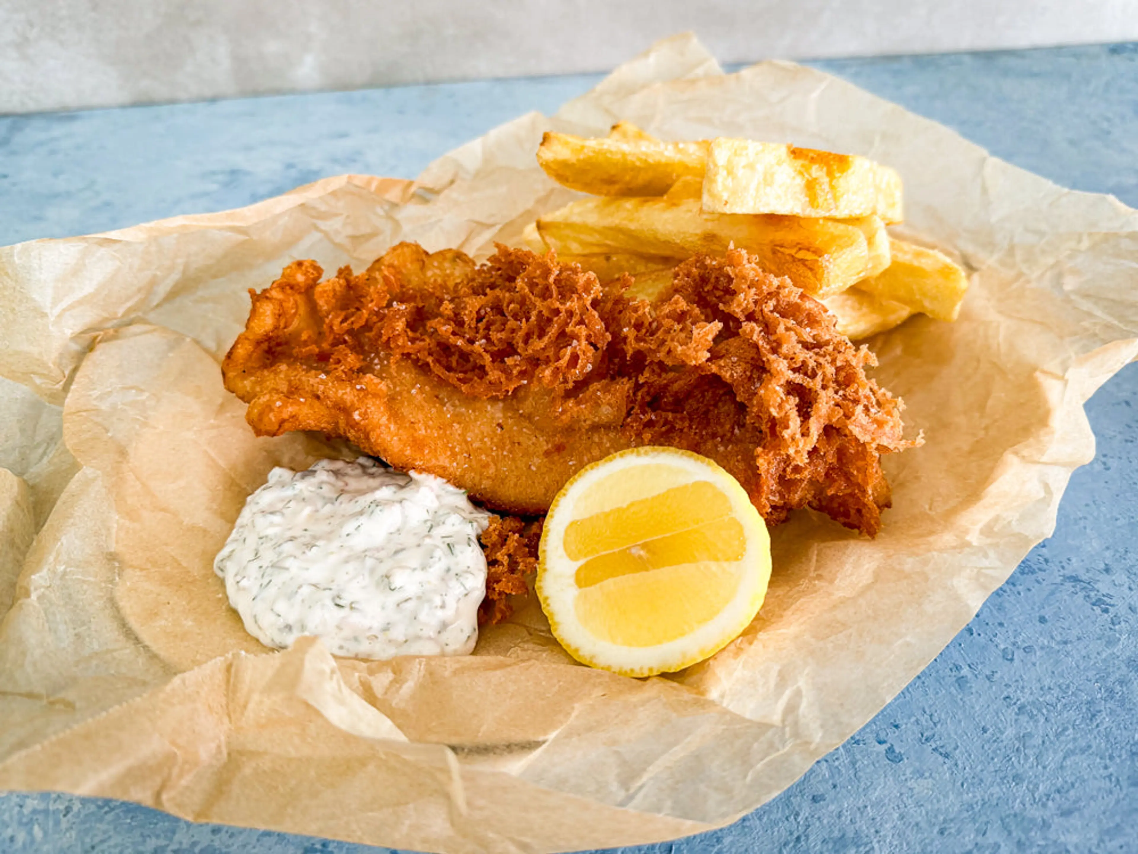 Fish and chips with tartar sauce