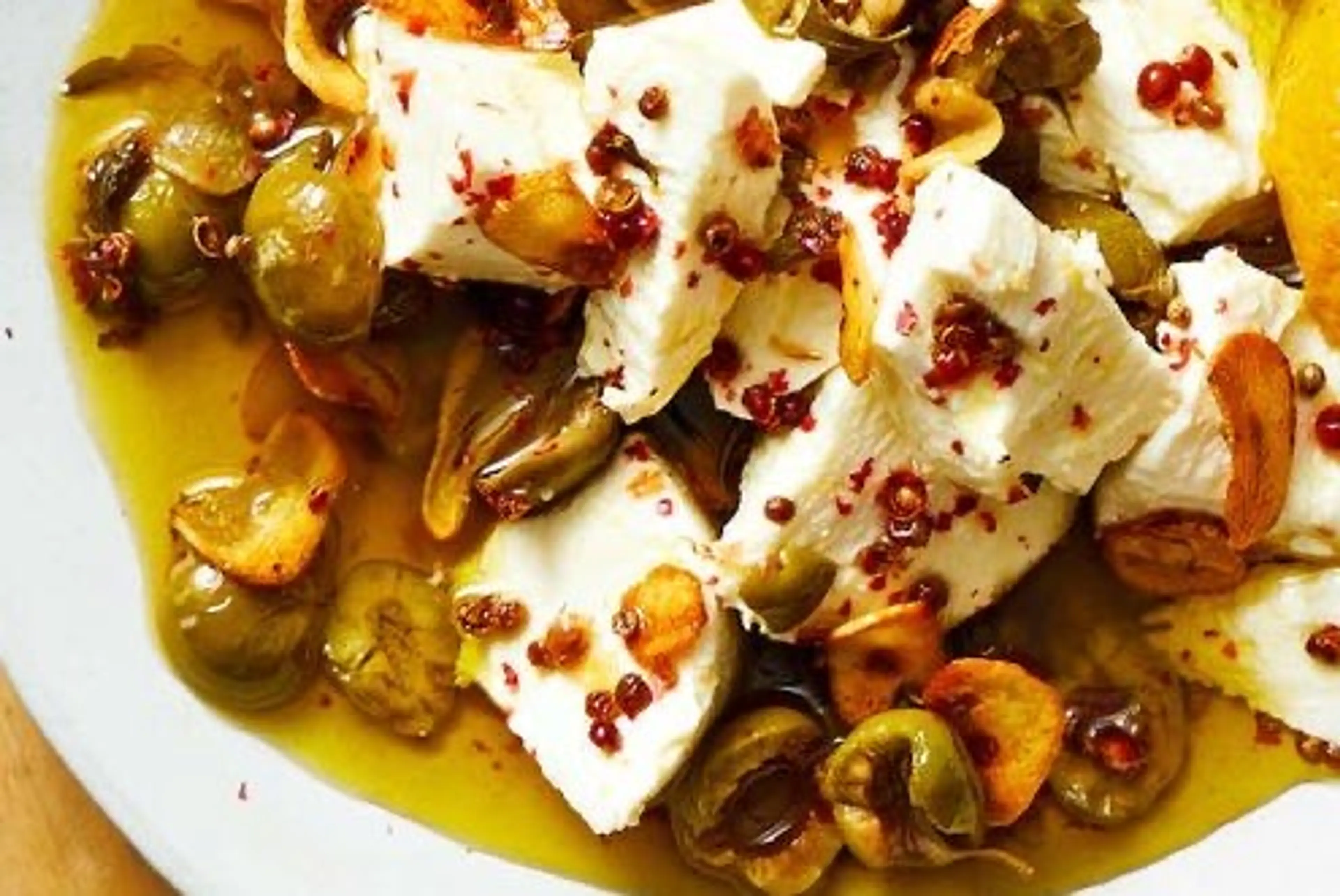 Marinated Olives and Goat Cheese