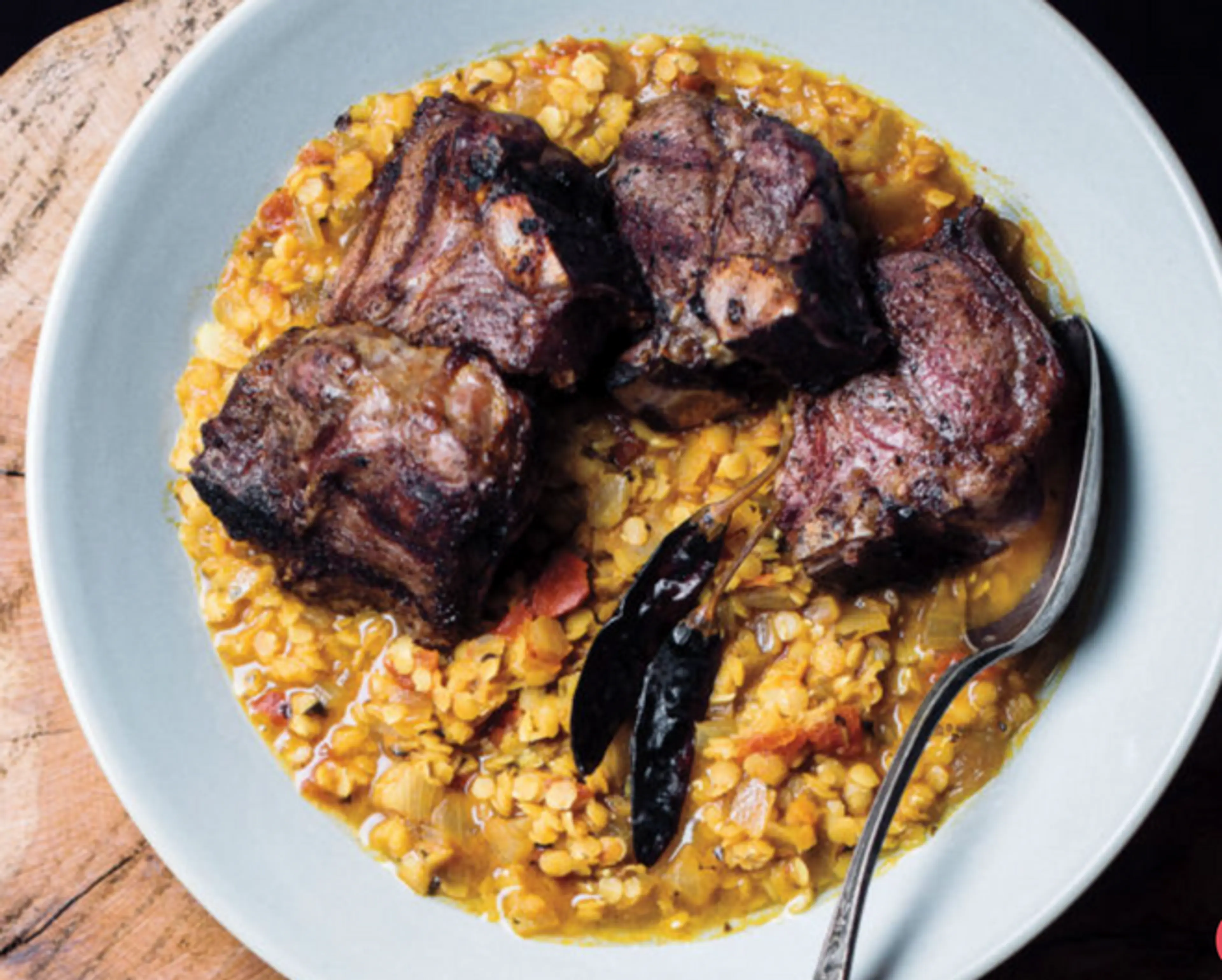 Lamb Chops with Red Lentils