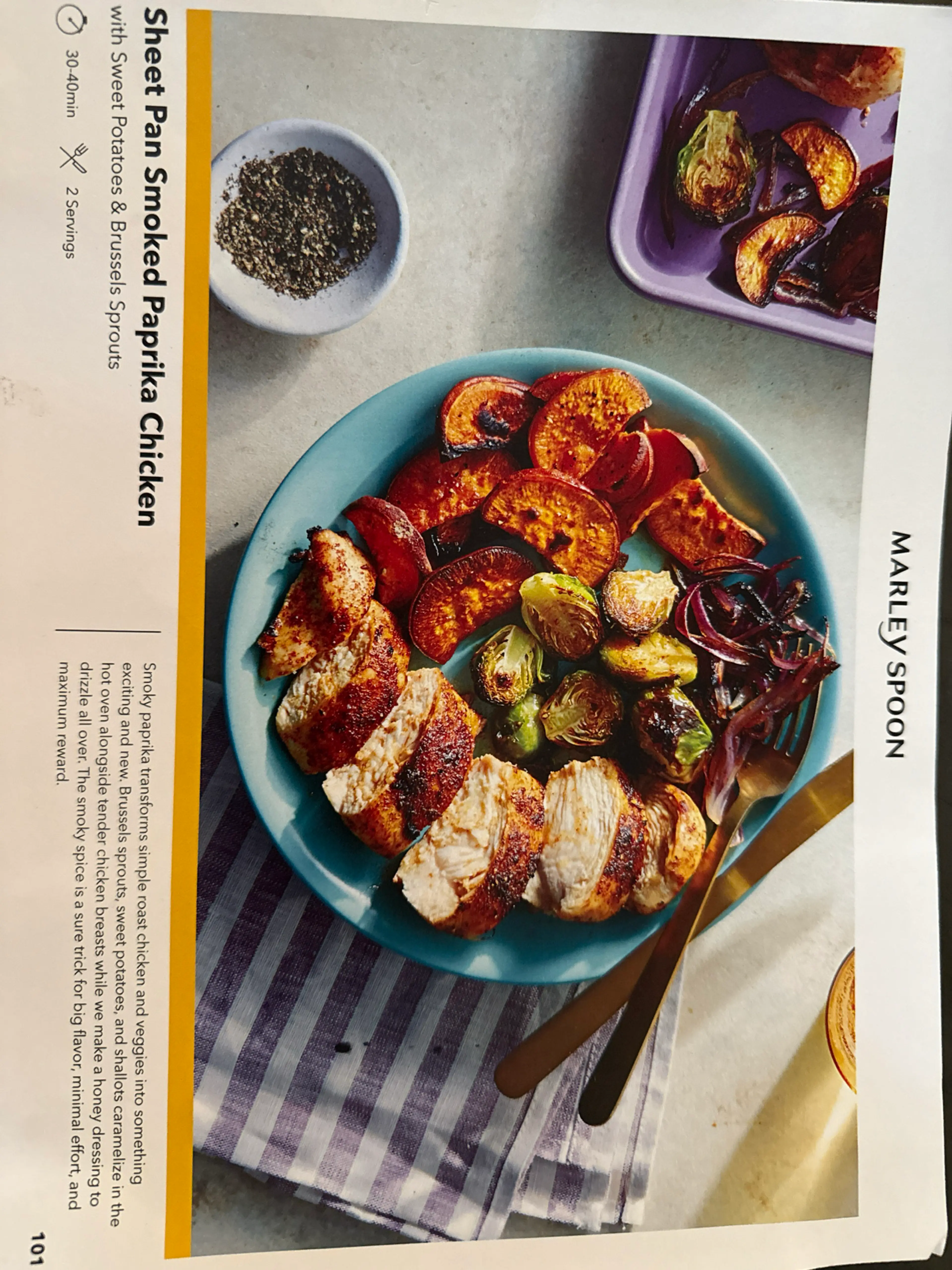 Sheet Pan Smoked Paprika Chicken W/ Sweet Potato & Brussel