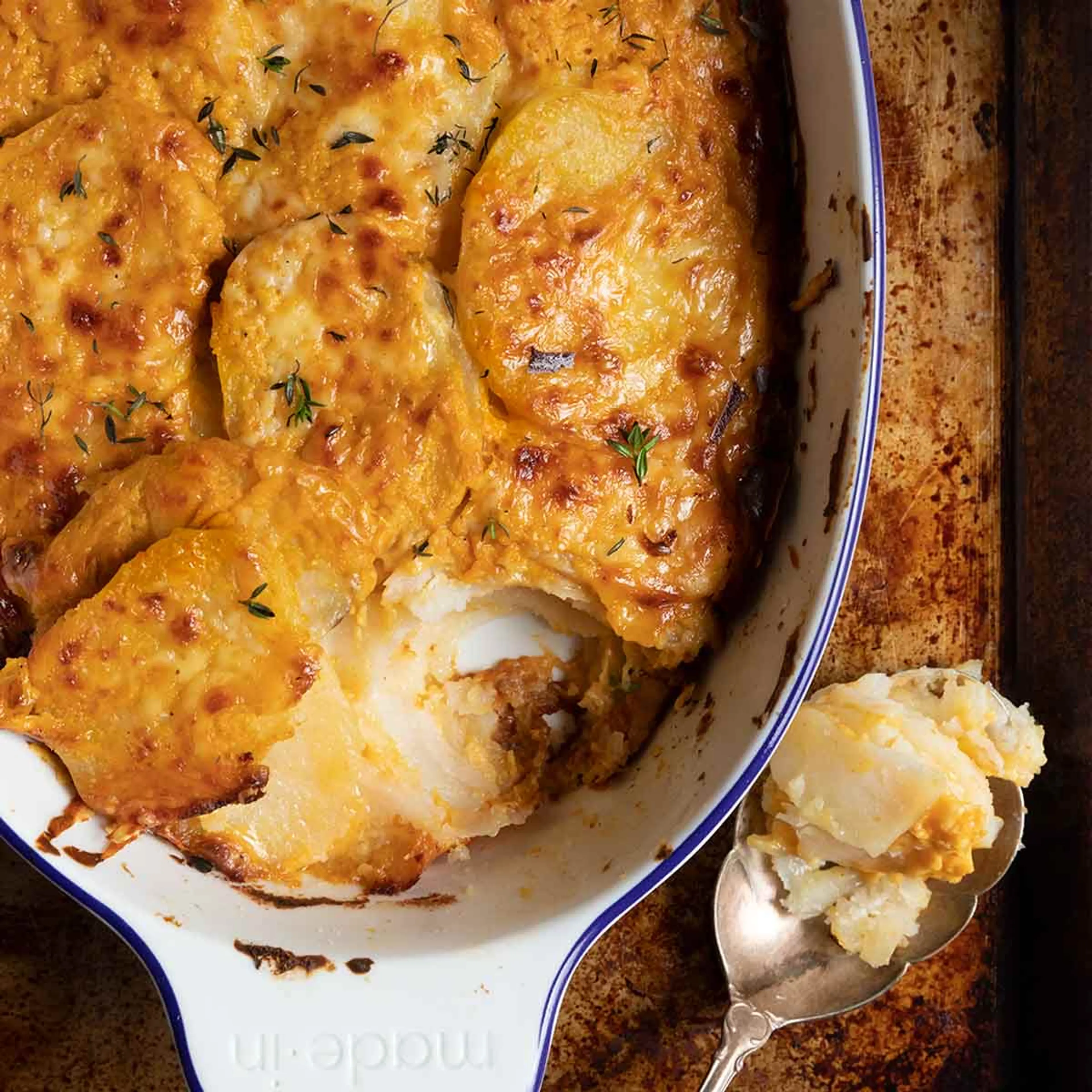 Cheesy Pumpkin Potato Gratin