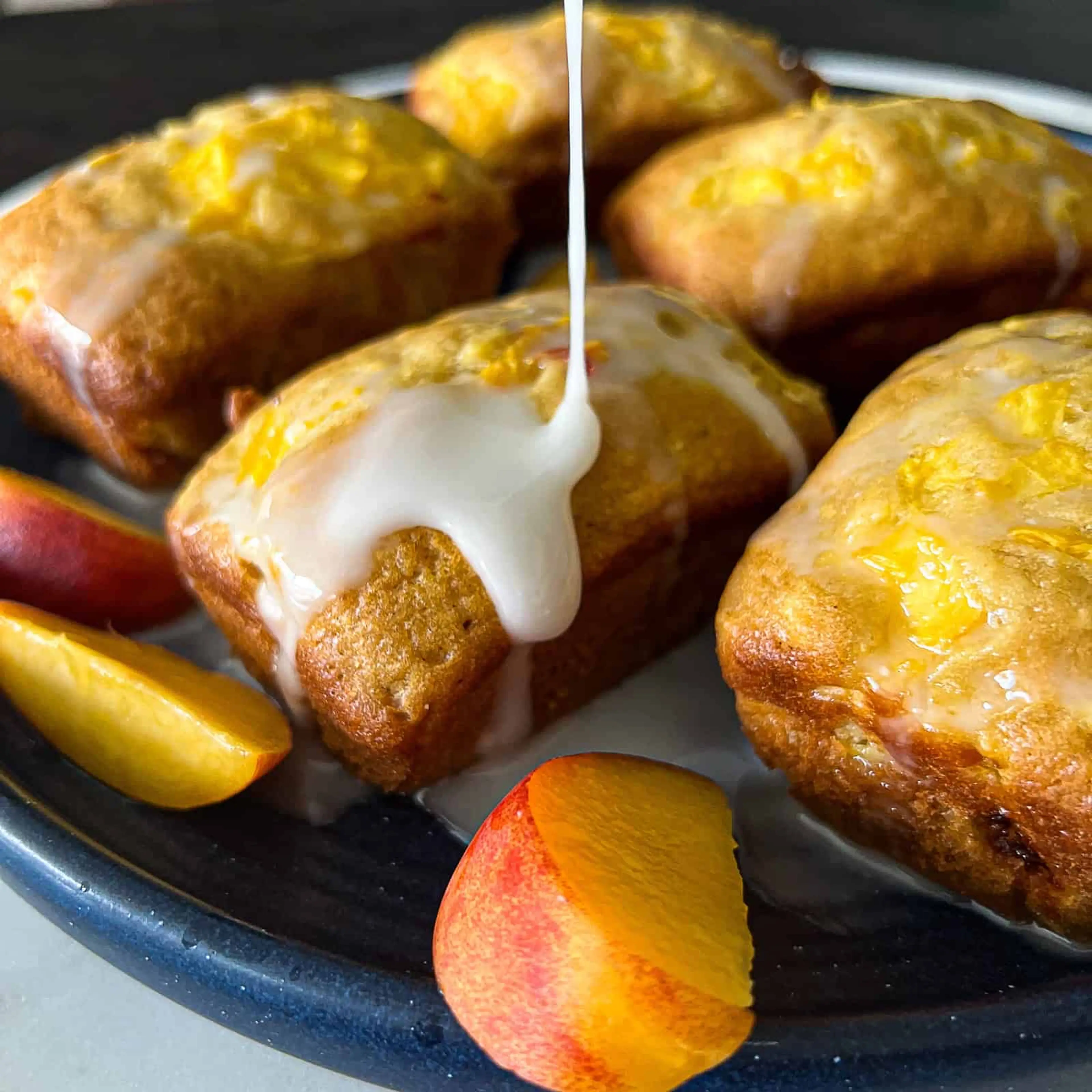 Peach Mini Loaves with Lemon Icing Glaze | Sip Bite Go