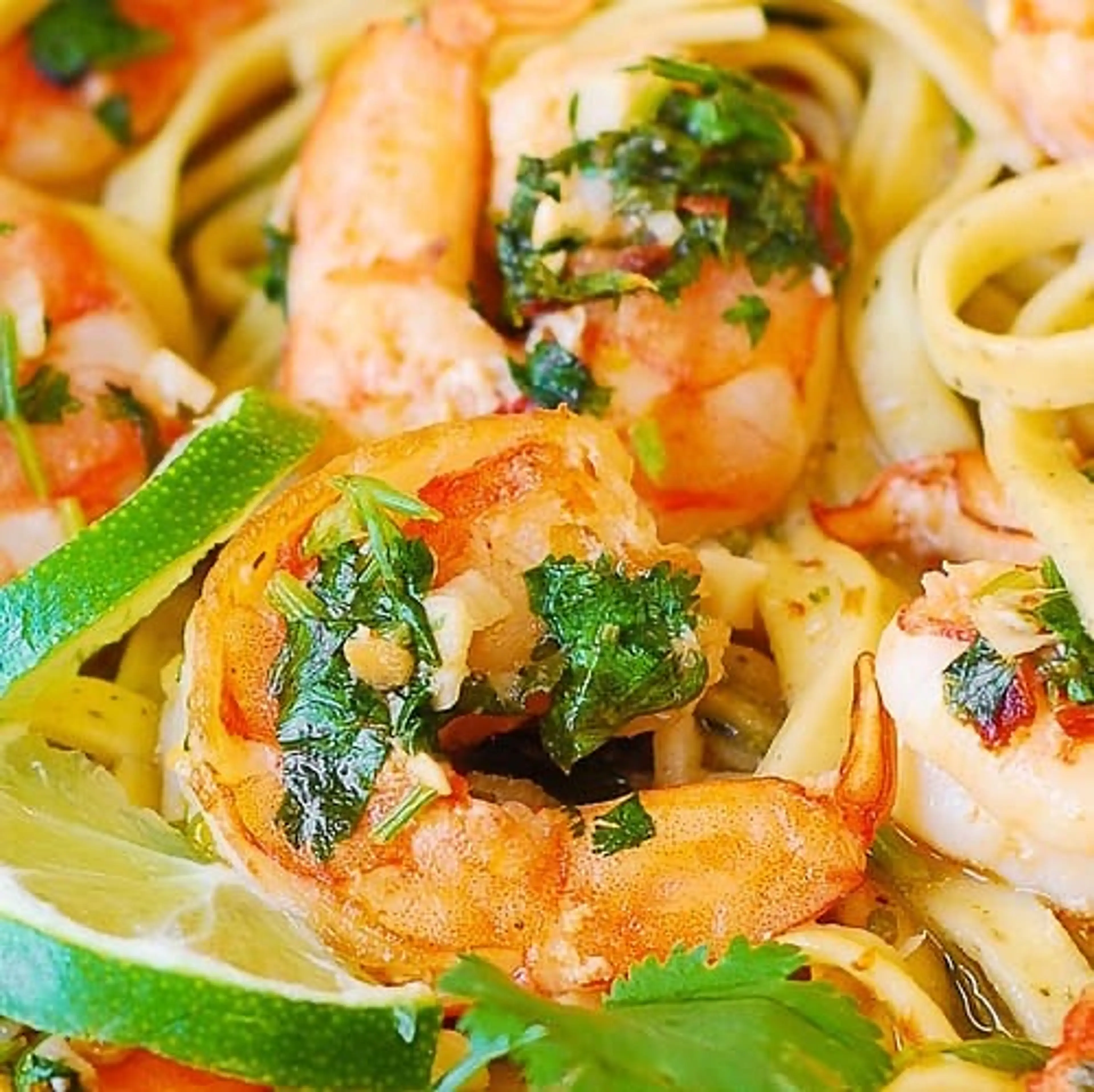 Cilantro Lime Shrimp Scampi Pasta