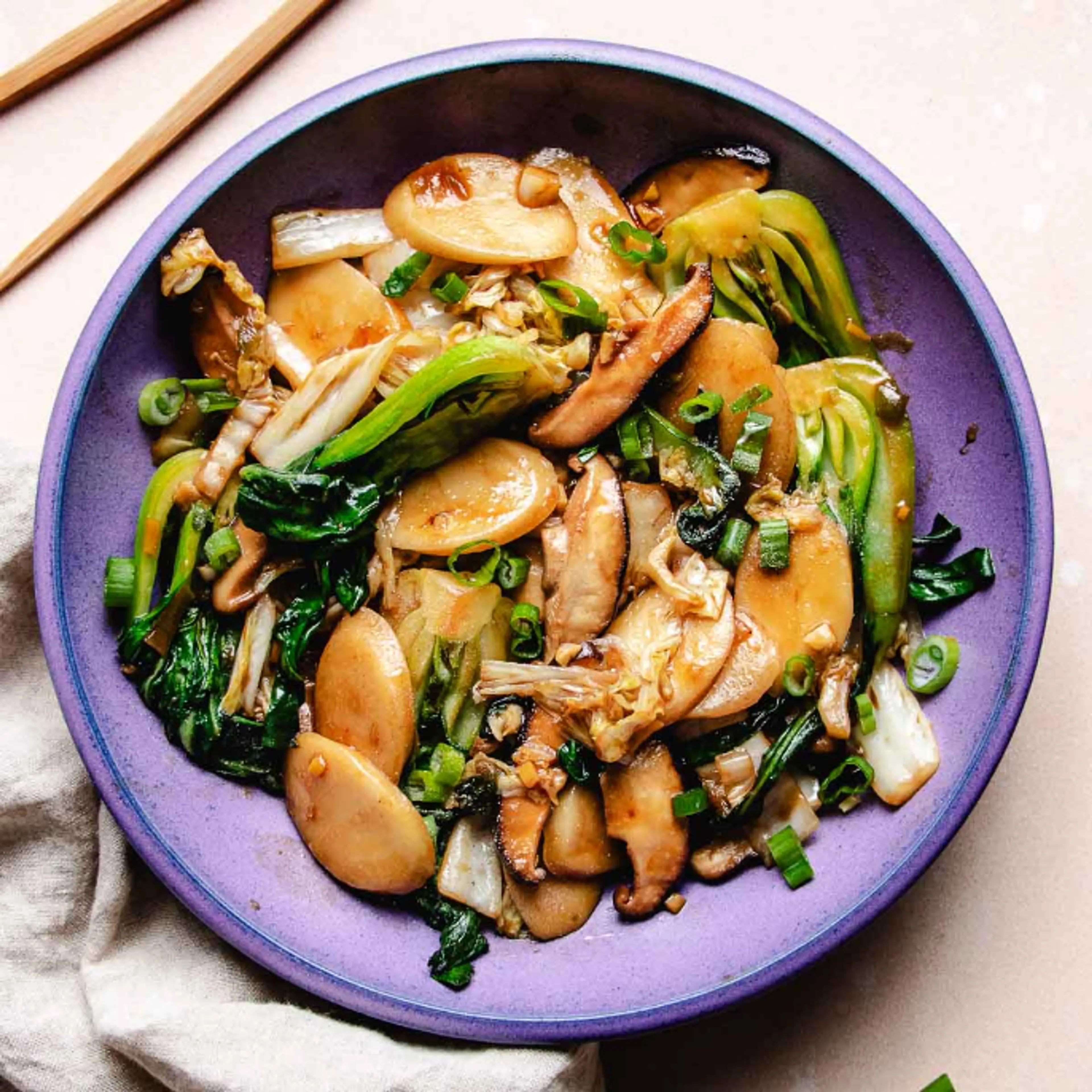 Shanghai rice cake recipe with napa cabbage and bok choy