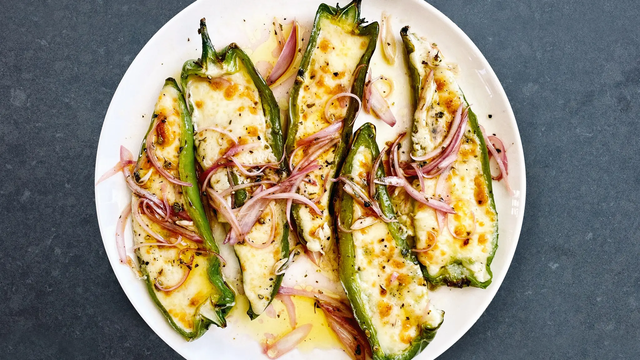 Blistered Cheesy Peppers