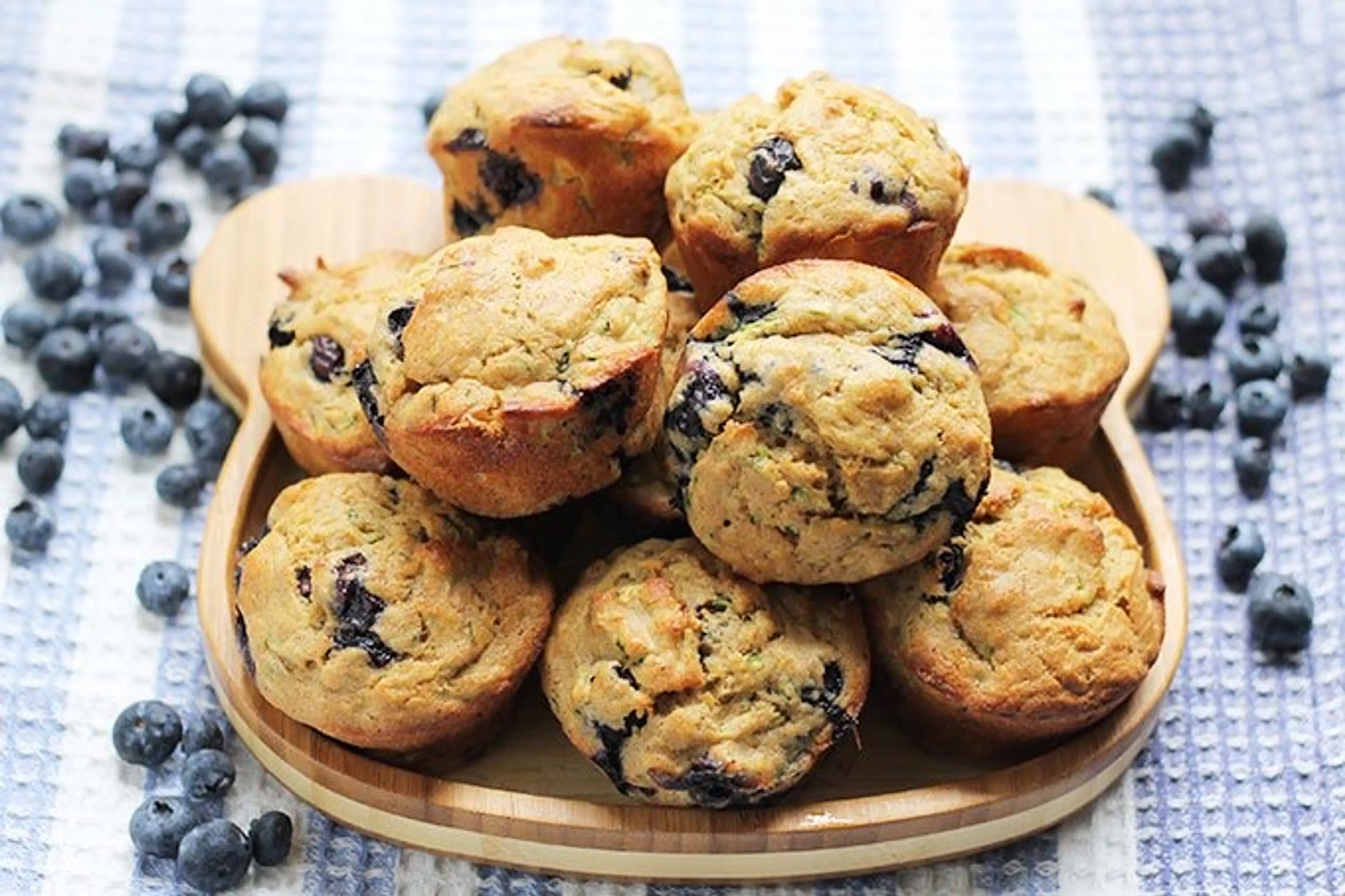 Banana Zucchini Muffins with Blueberries