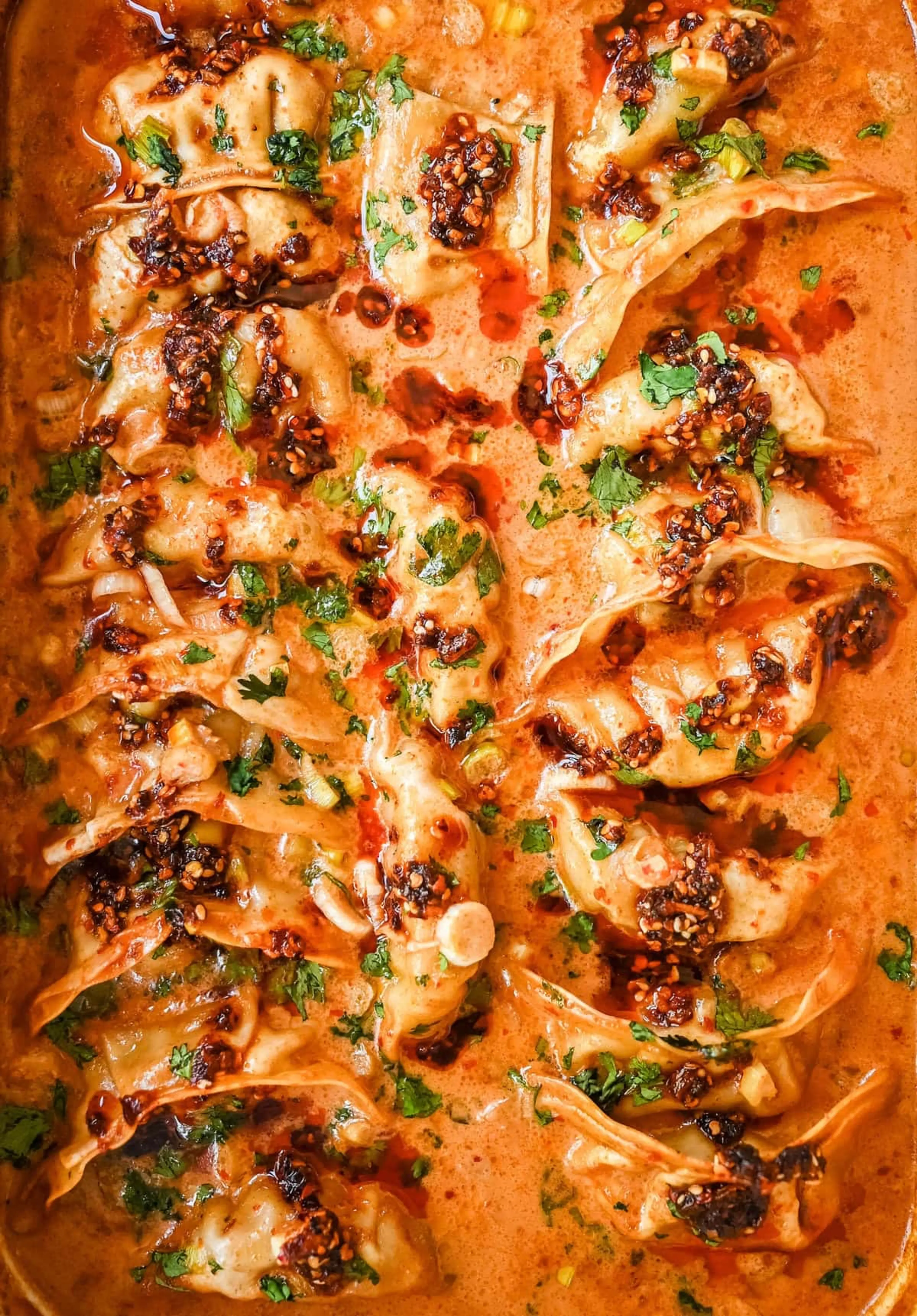 One Pan Baked Dumplings