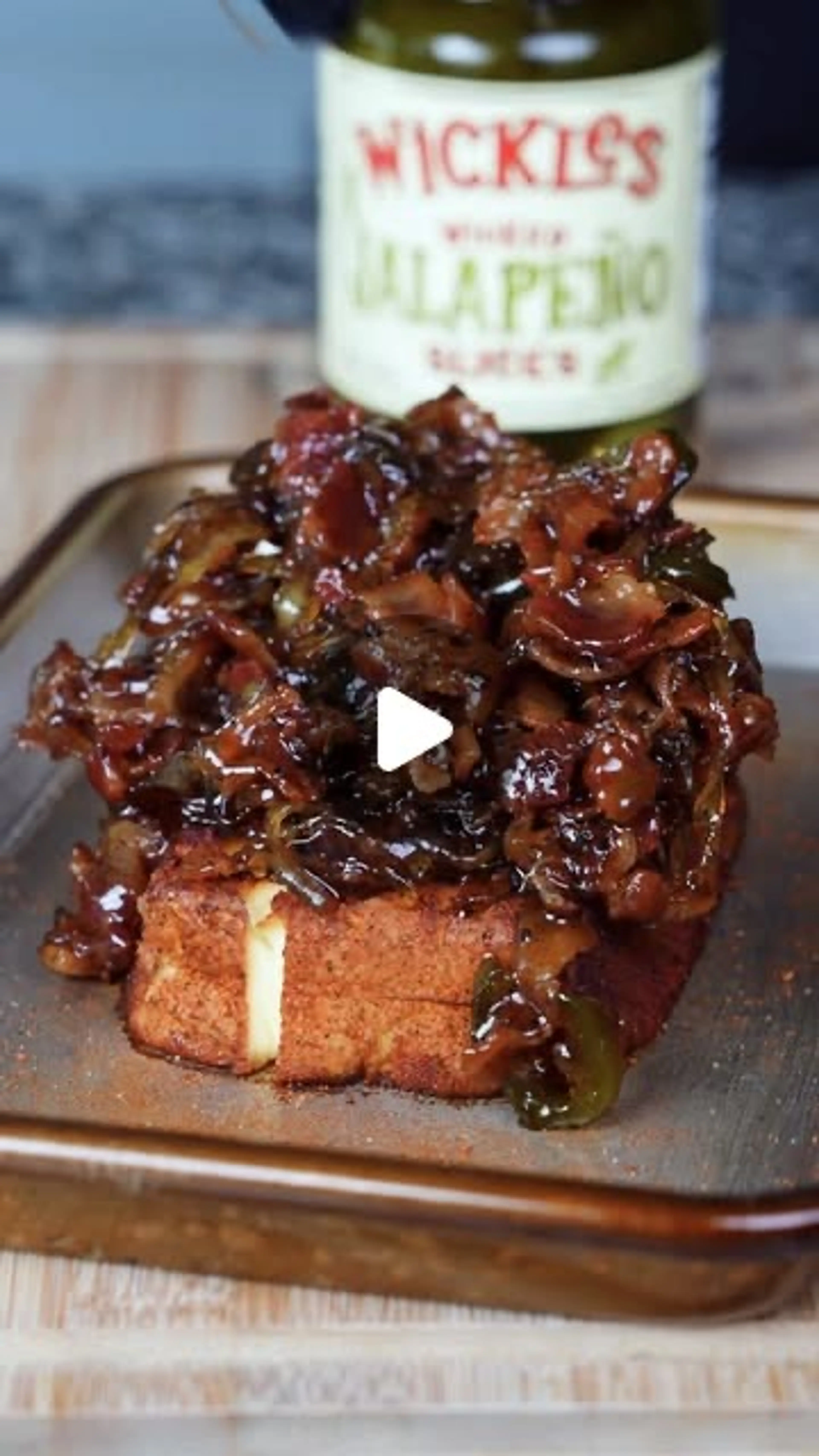 Smoked Cream Cheese with a Sweet and Spicy Bacon Jam Made wi