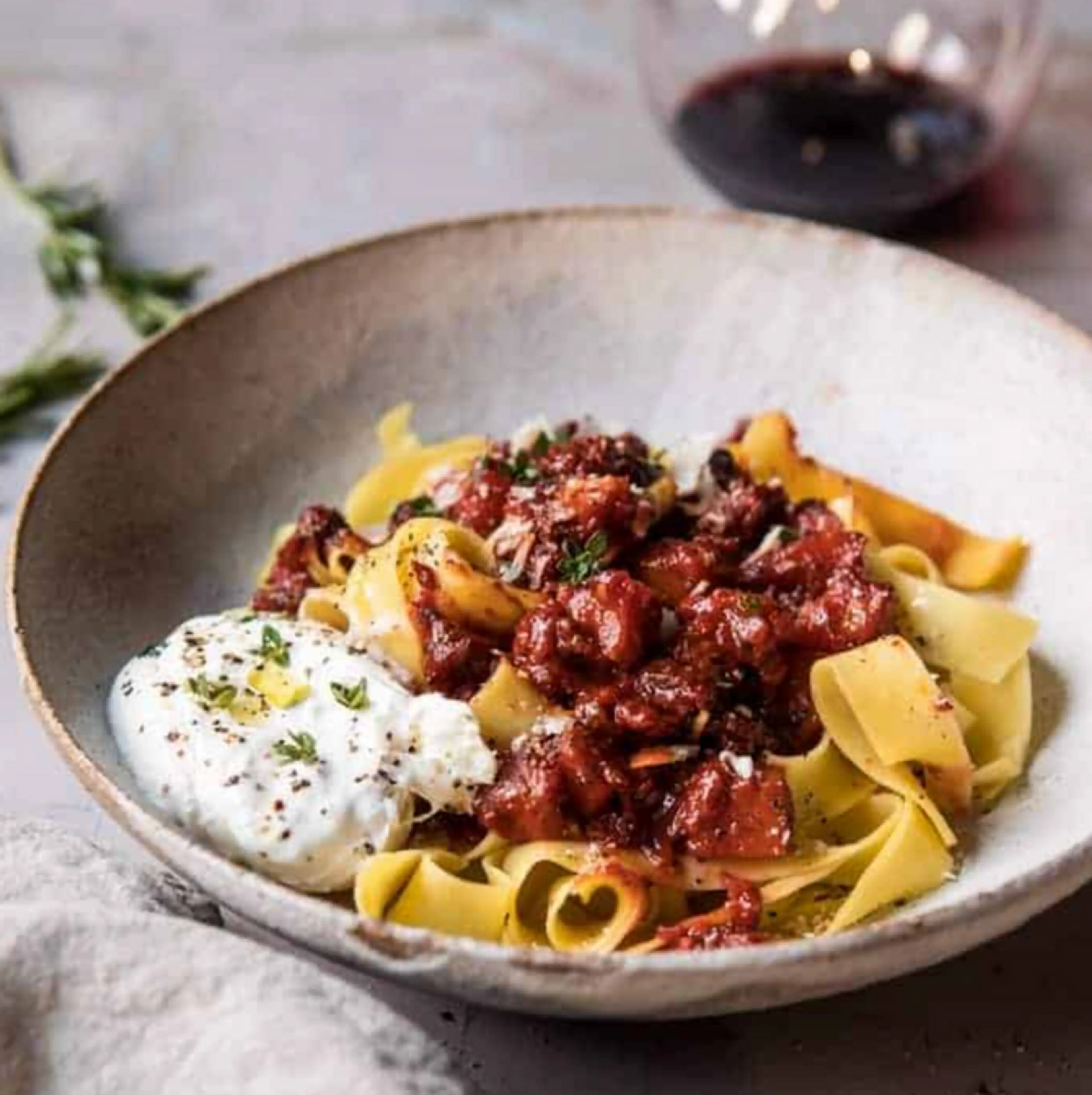 Pappardelle with Roasted Butternut Squash and Tomato Ragu