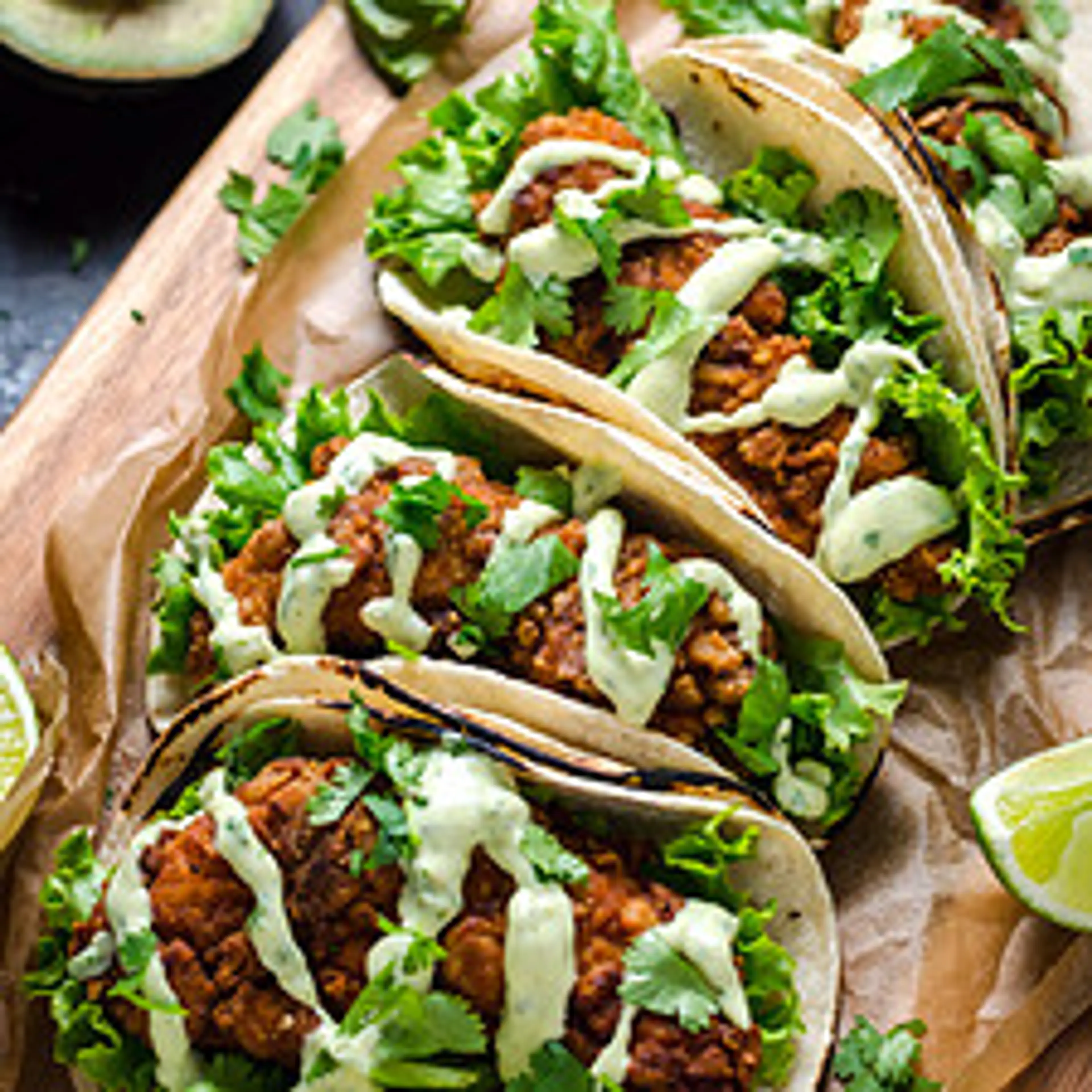 Crispy Chicken Tacos with Avocado Buttermilk Ranch