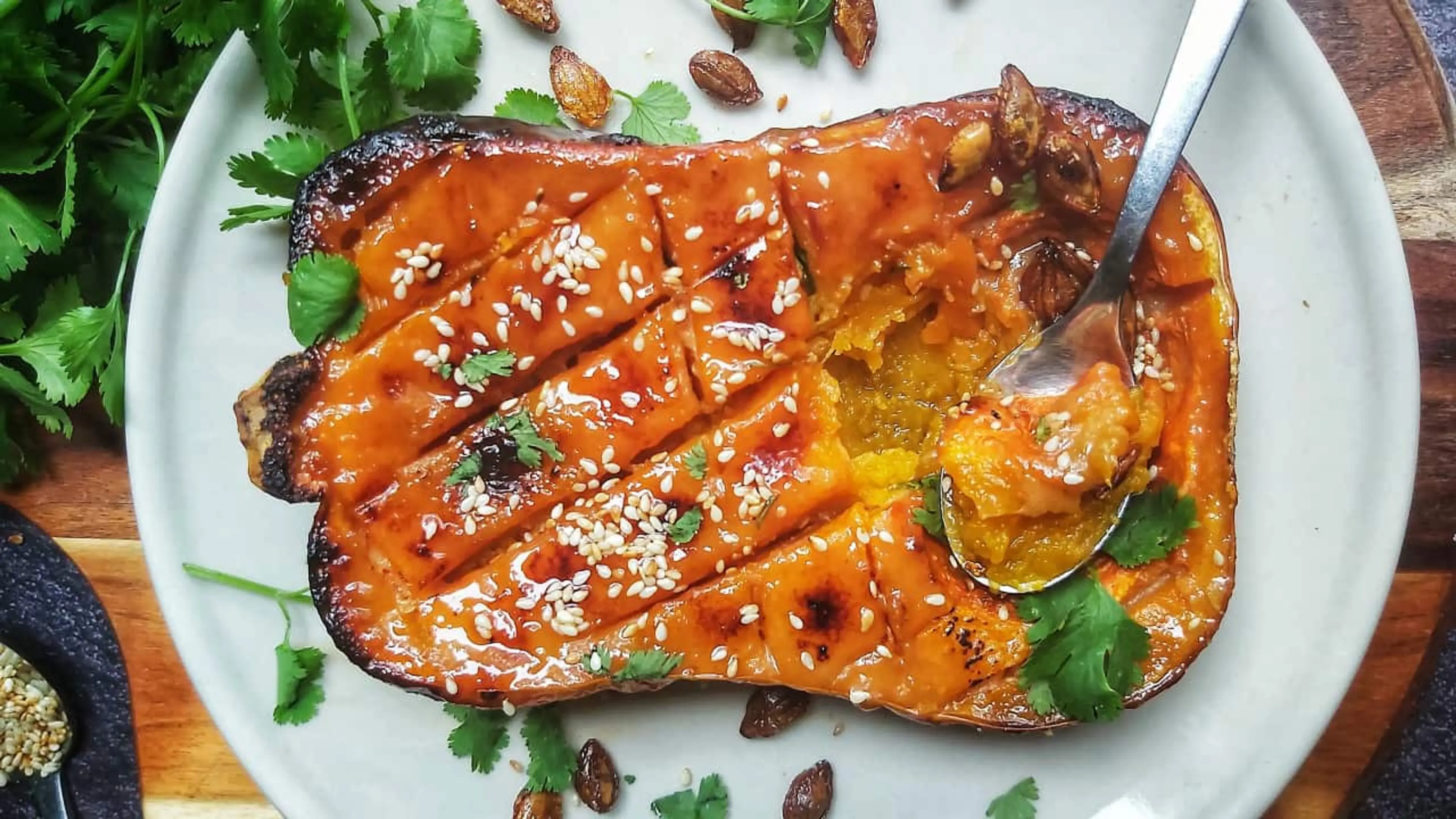 Miso-glazed butternut pumpkin