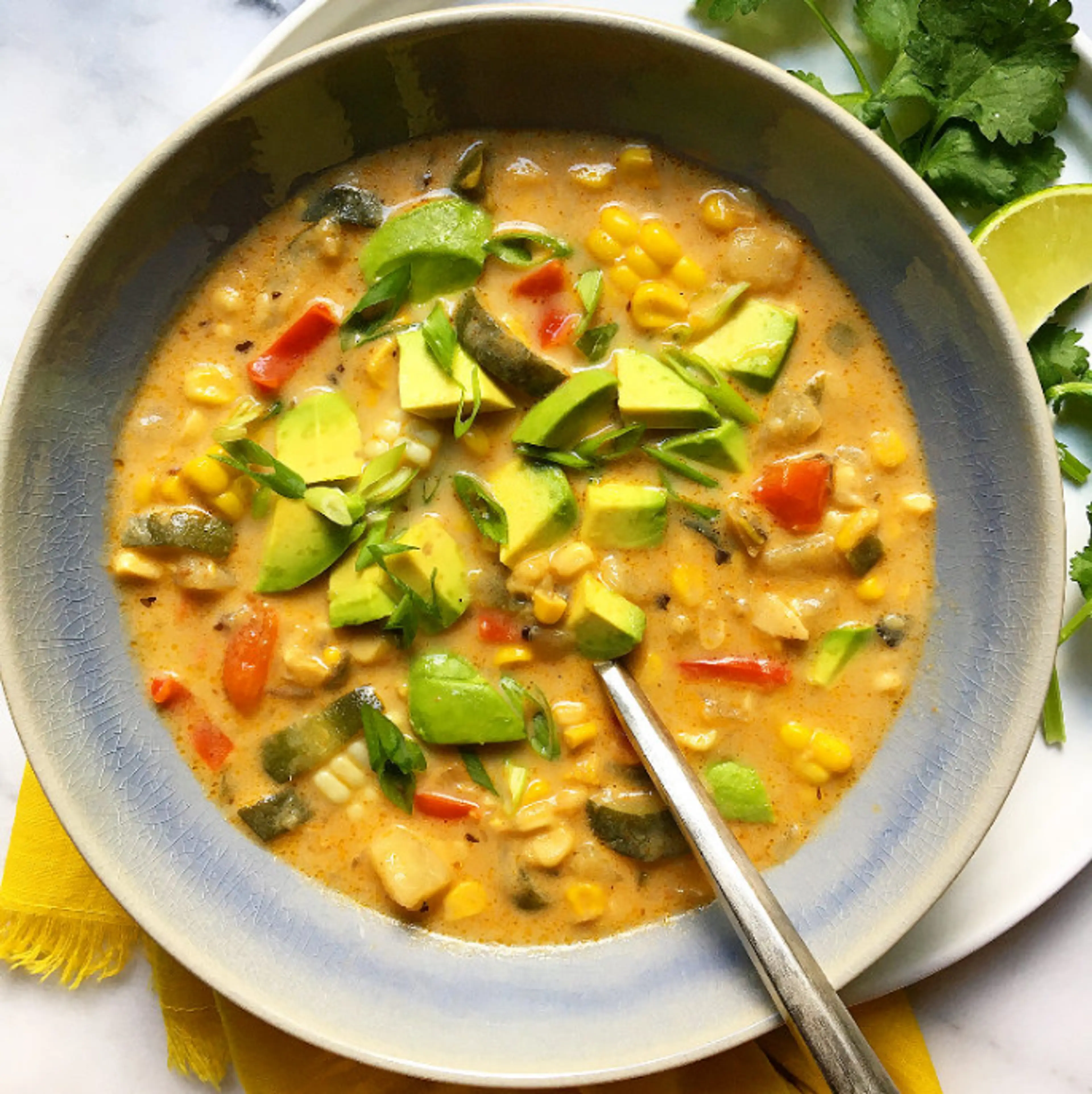 Southwestern Inspired Corn and Zucchini Chowder