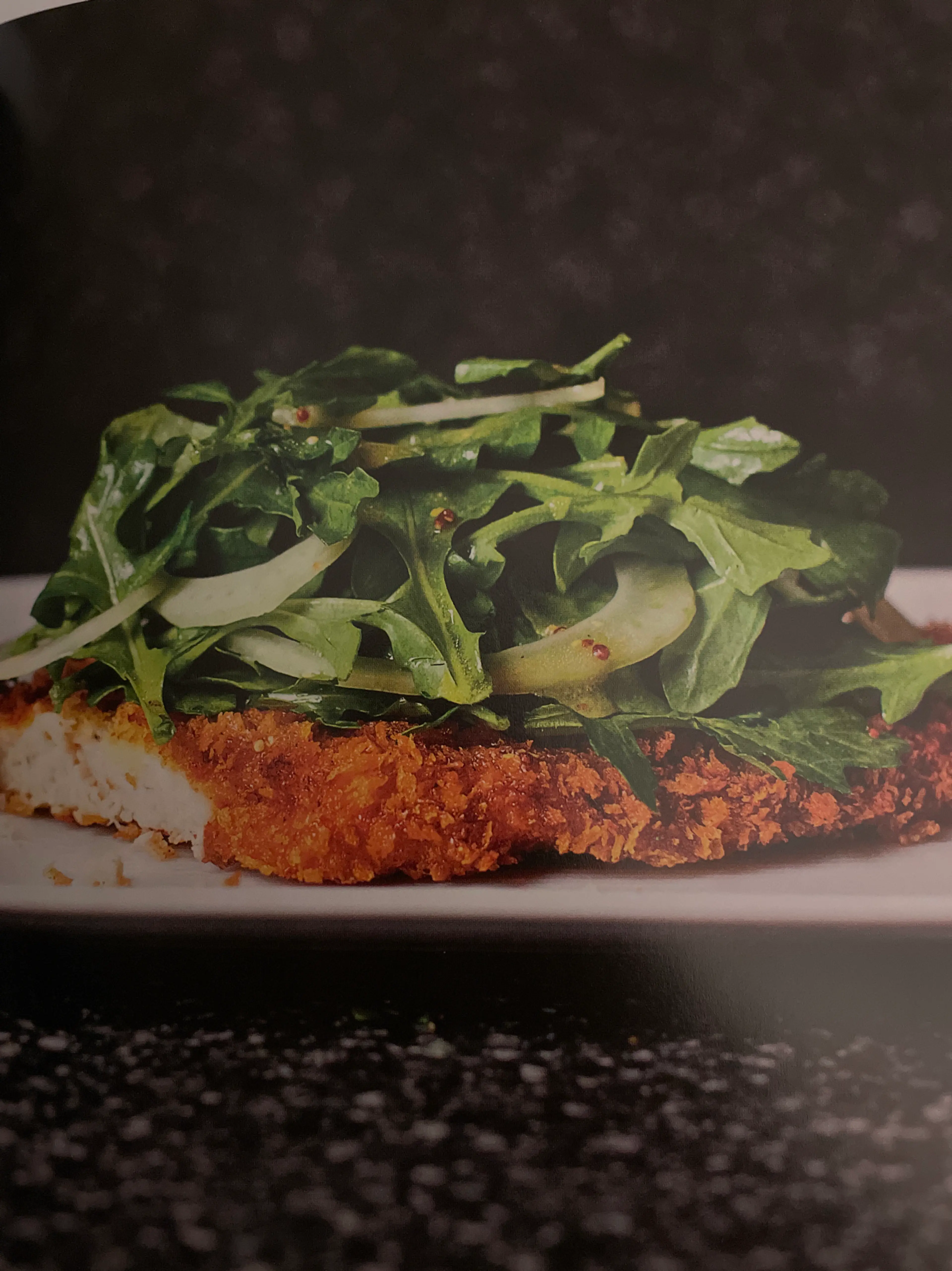 mustard milanese with an arugula fennel salad