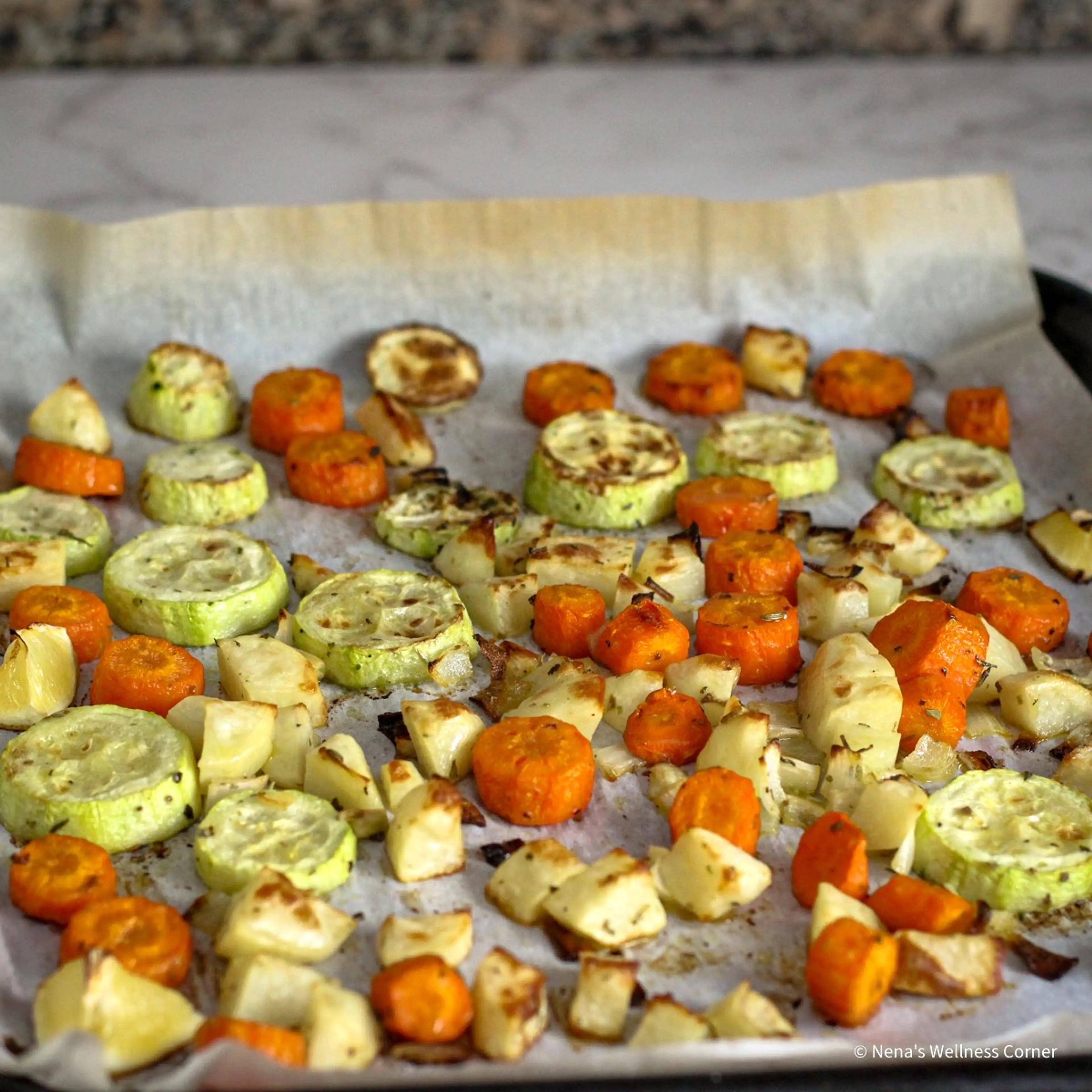 Roasted Potatoes and Carrots With Onion and Zucchini