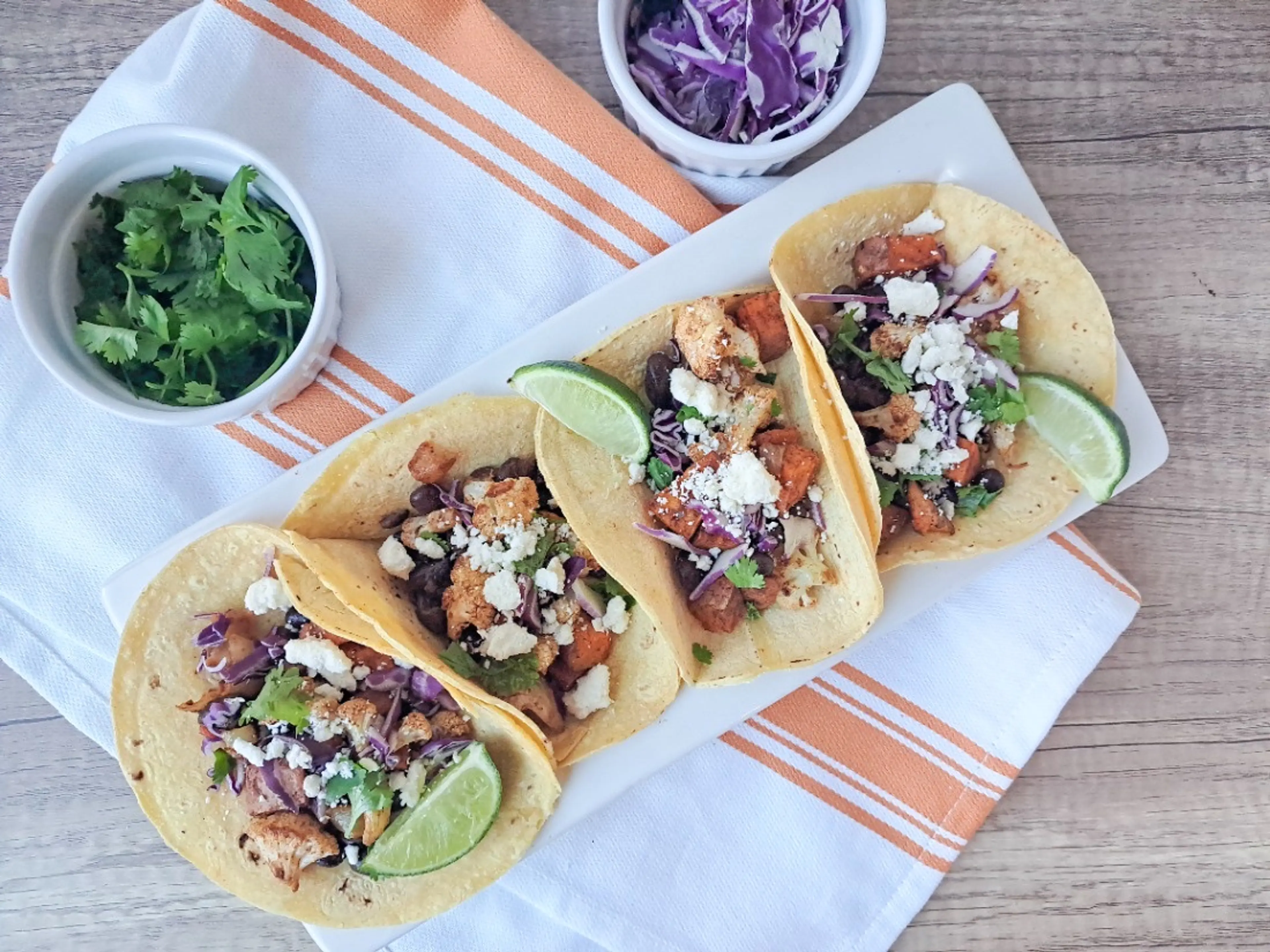 Roasted Sweet Potato-Cauliflower Tacos