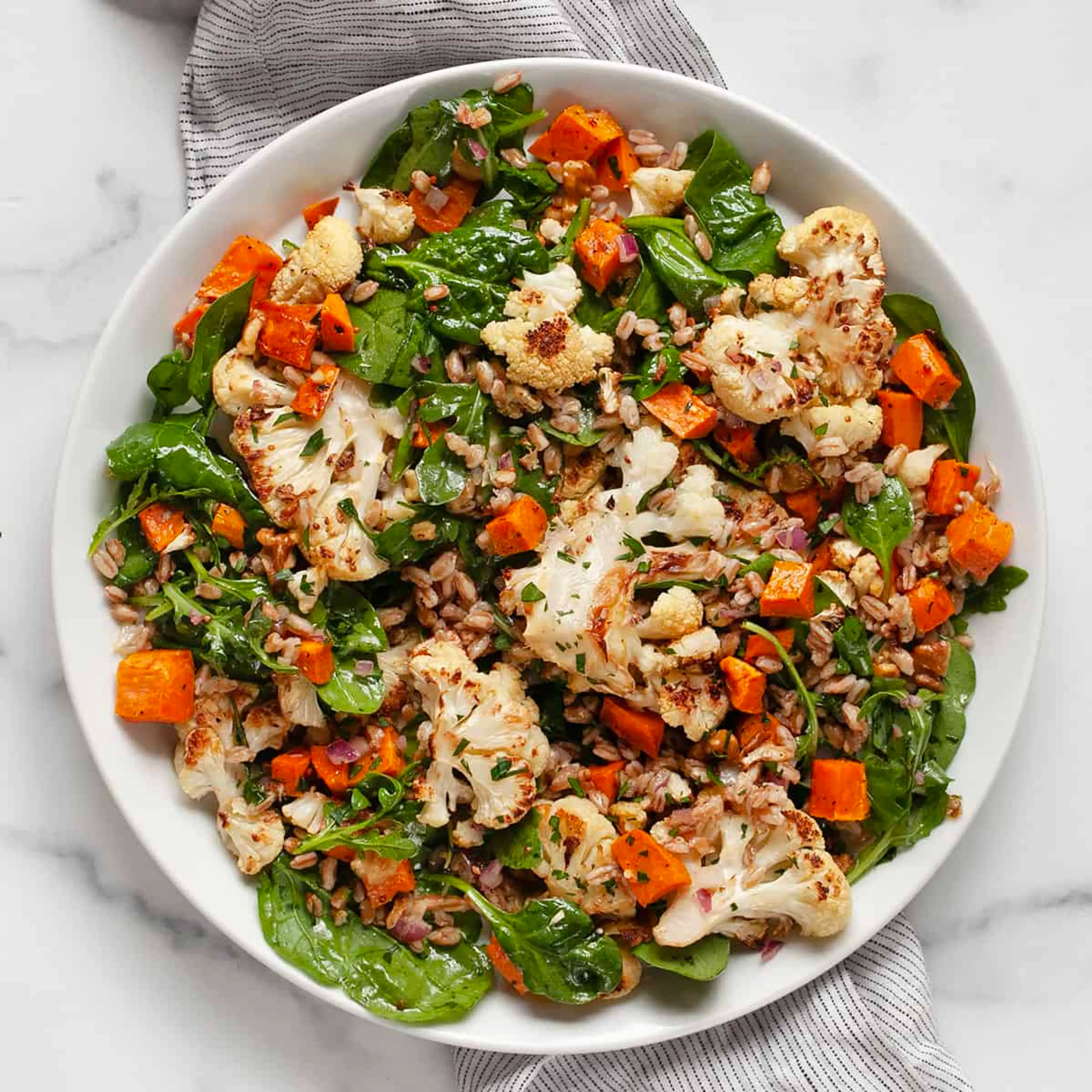 Roasted Sweet Potato Cauliflower Salad