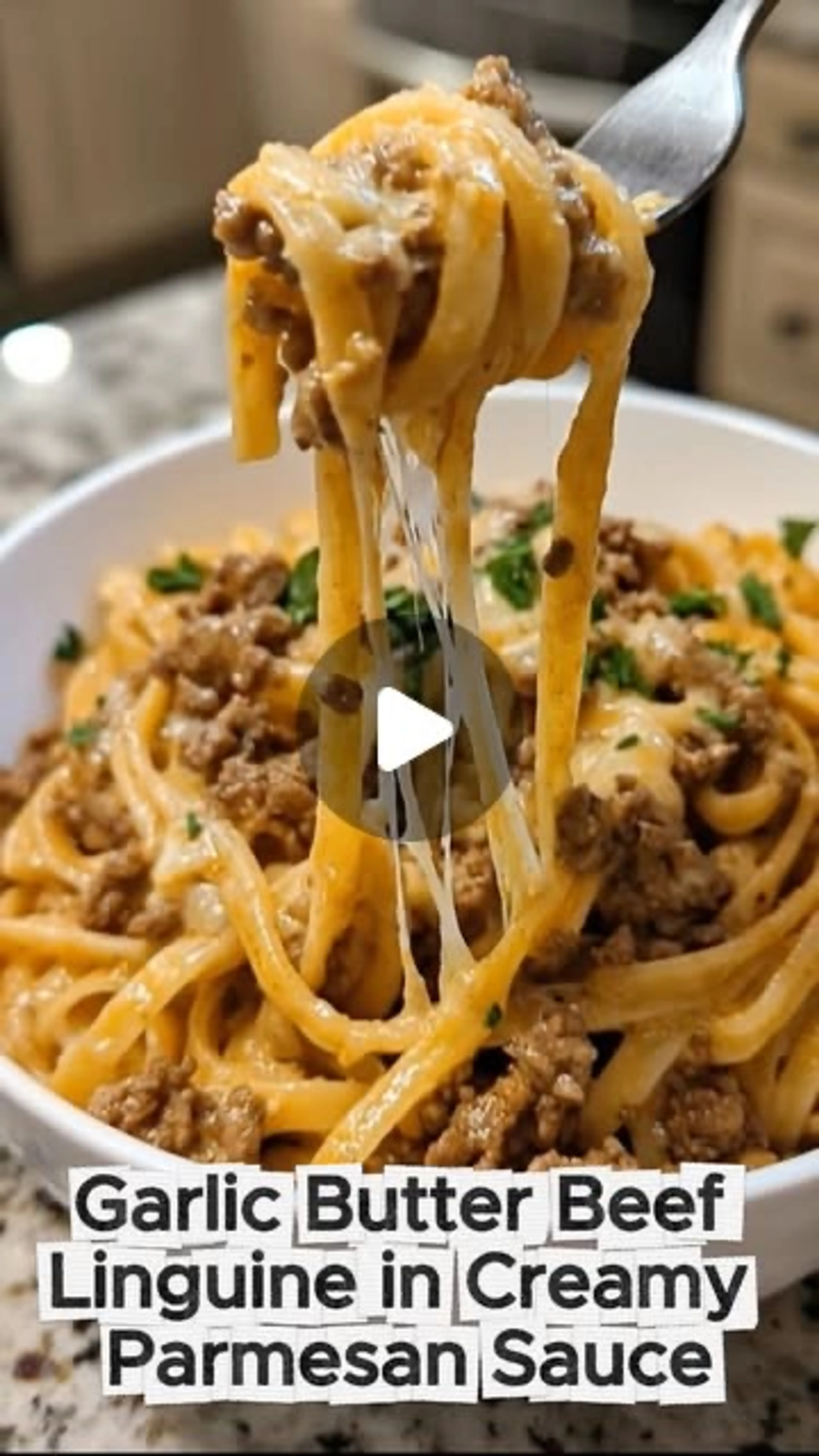 Garlic Butter Beef Linguine in Creamy Parmesan Sauce