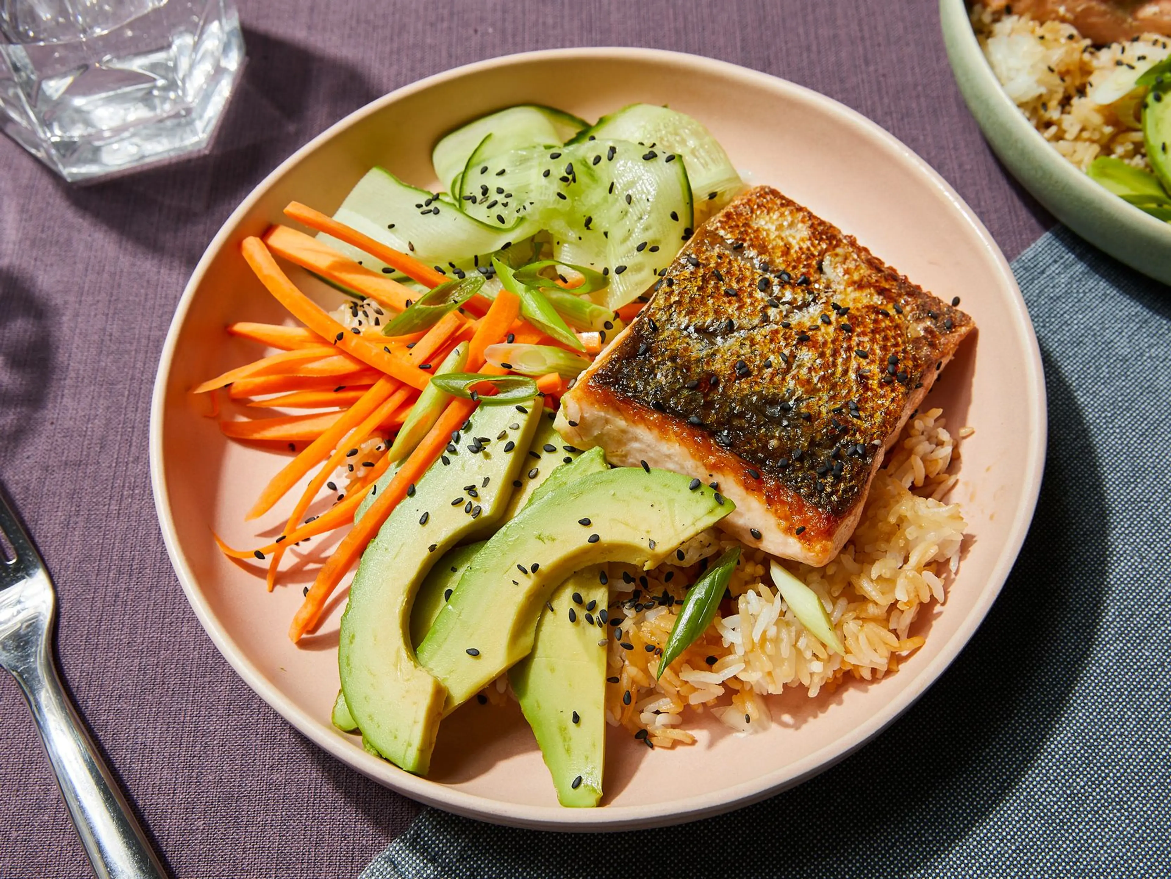 Crispy salmon rice bowl