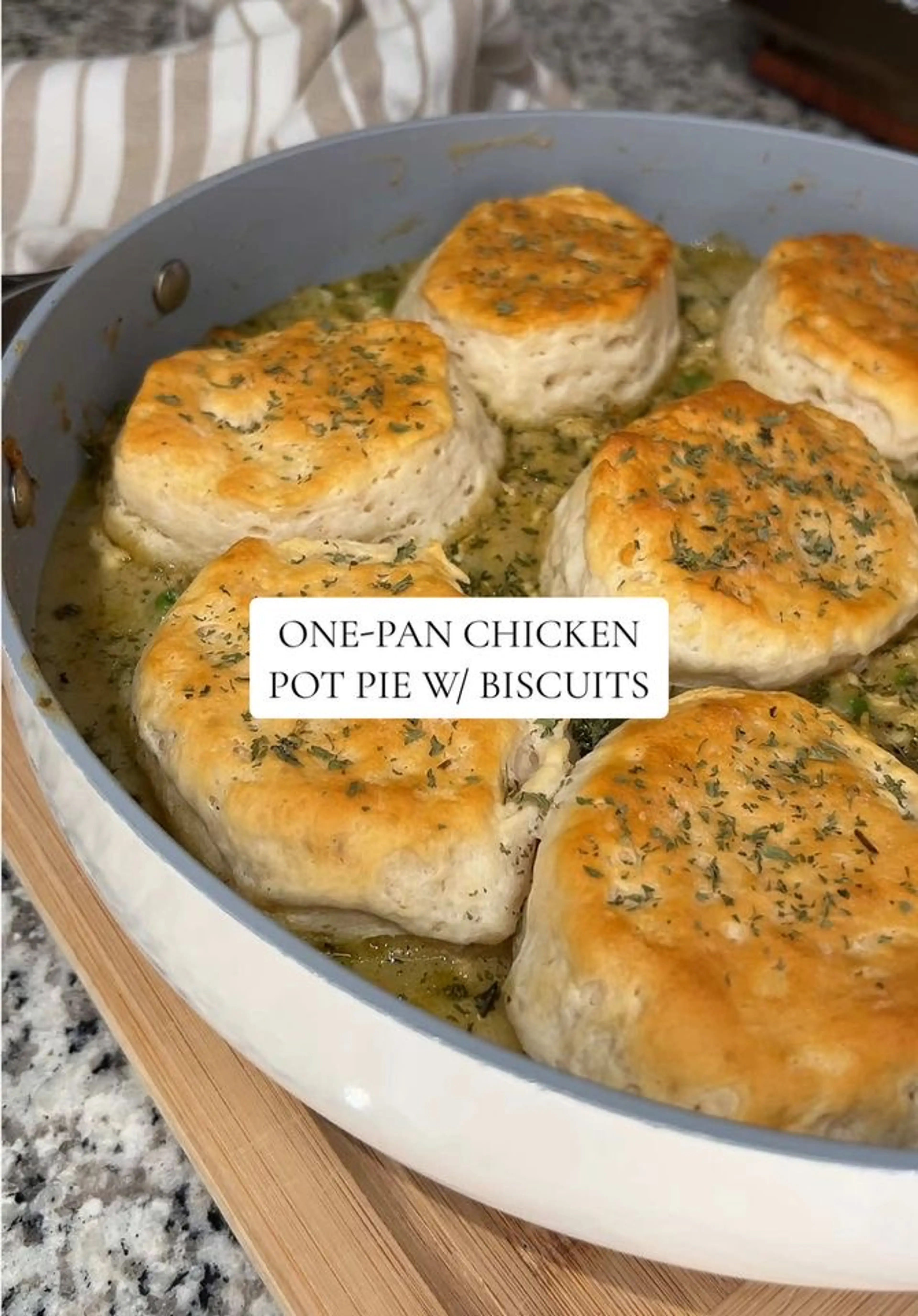 One-pan Chicken Pot Pie with Biscuits