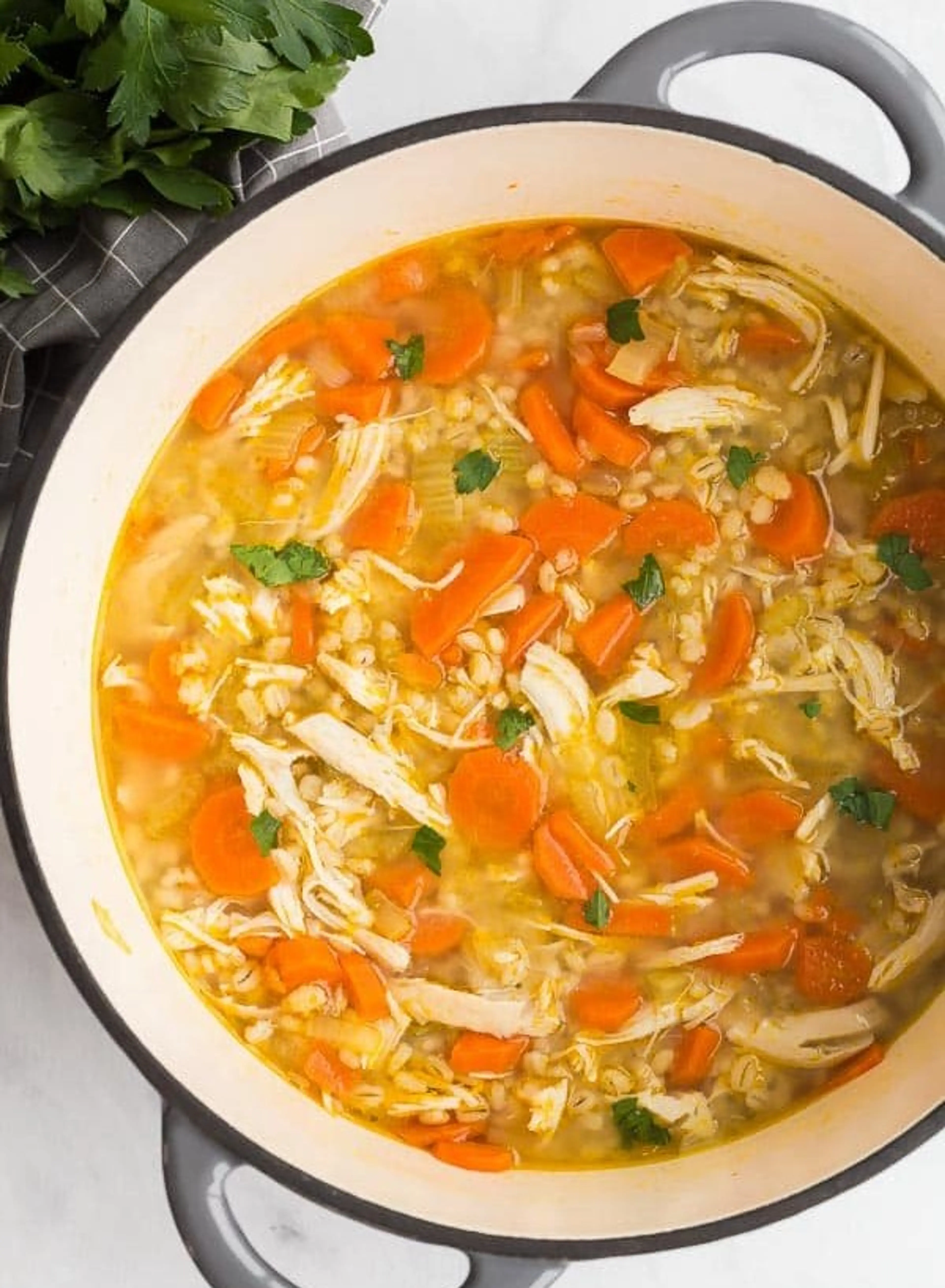 Soupe poulet et orge