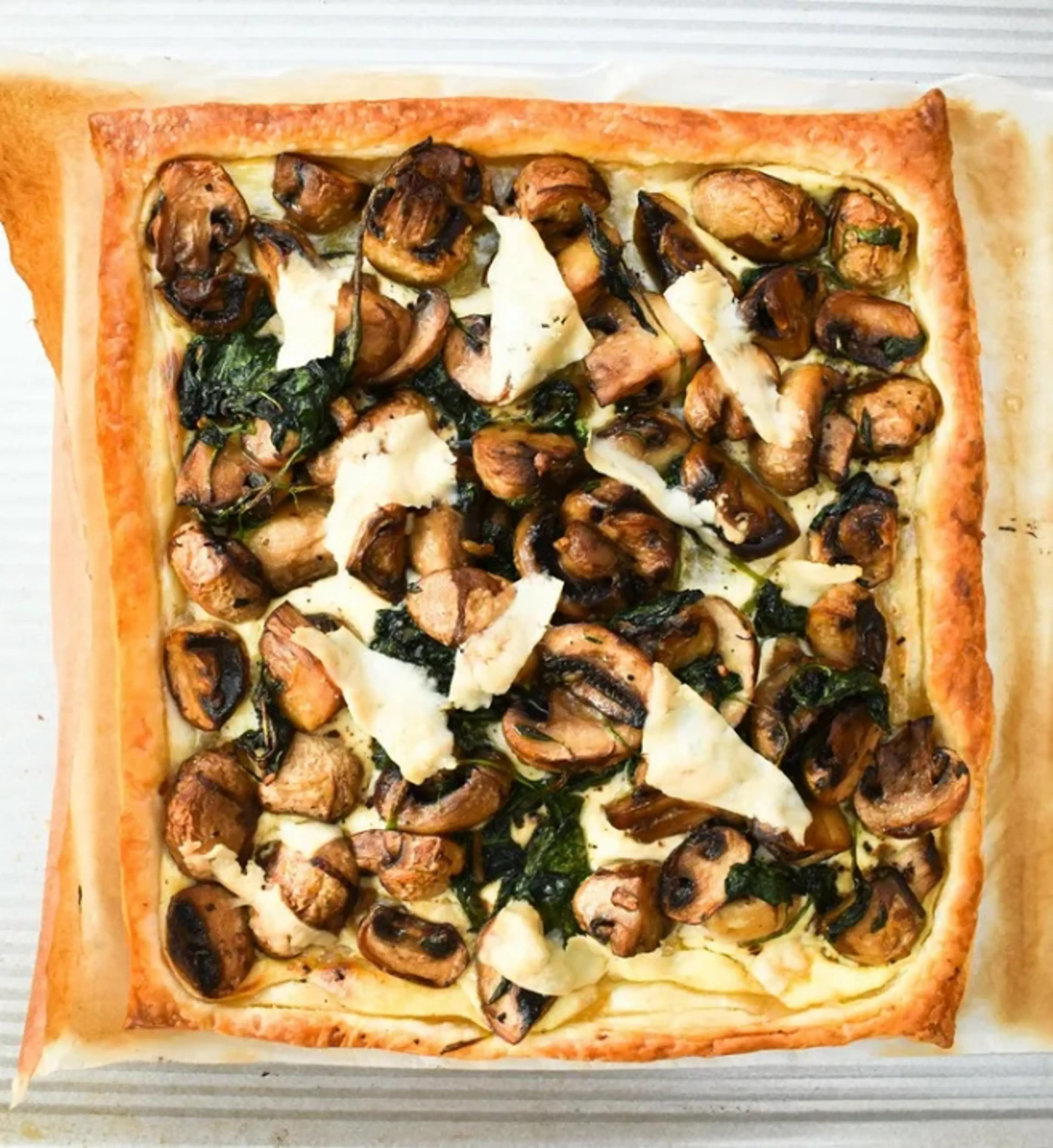 Garlic Mushroom & Spinach Puff Pastry Tart