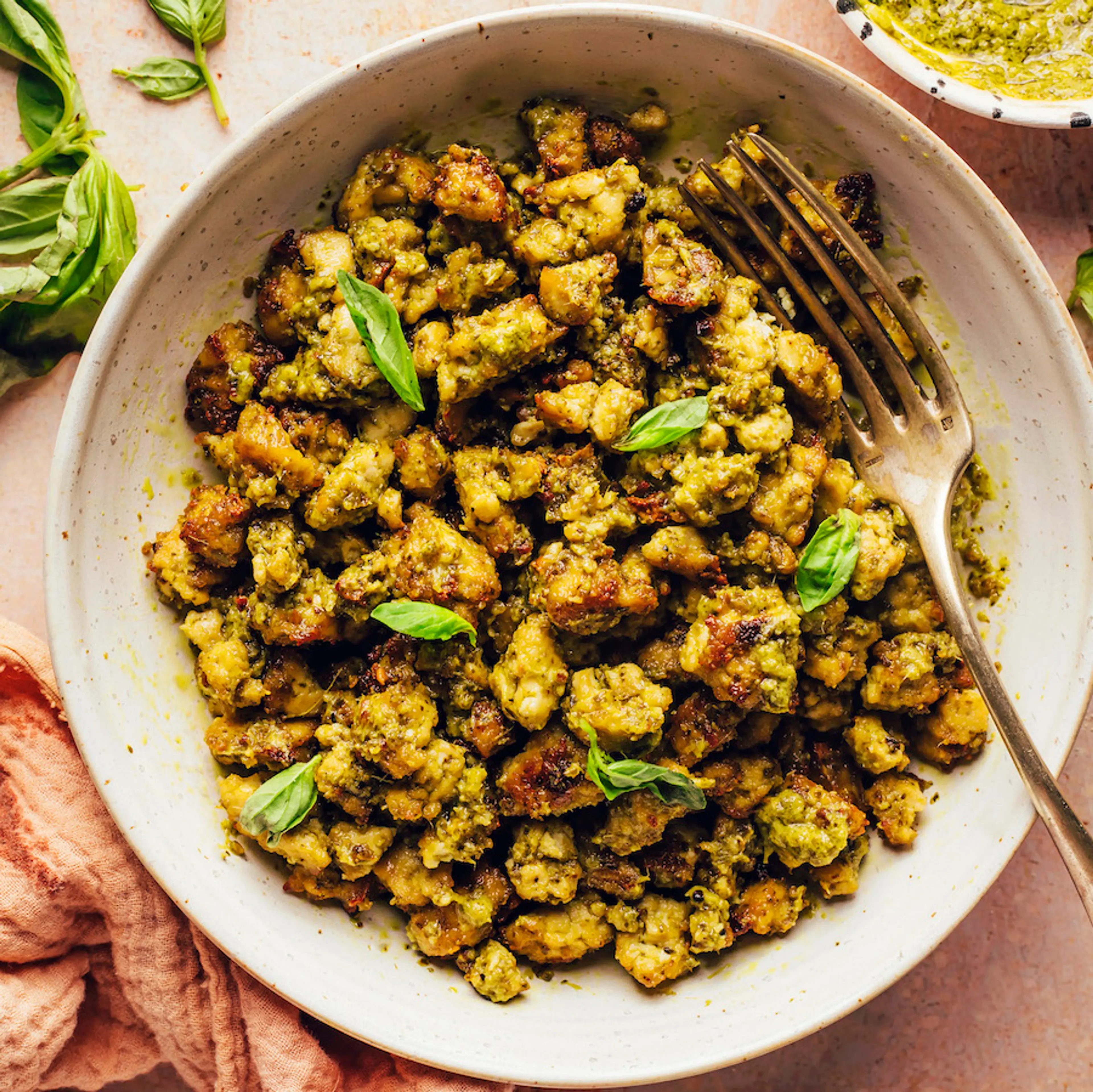 Crispy Baked Pesto Tofu (5 Ingredients!)