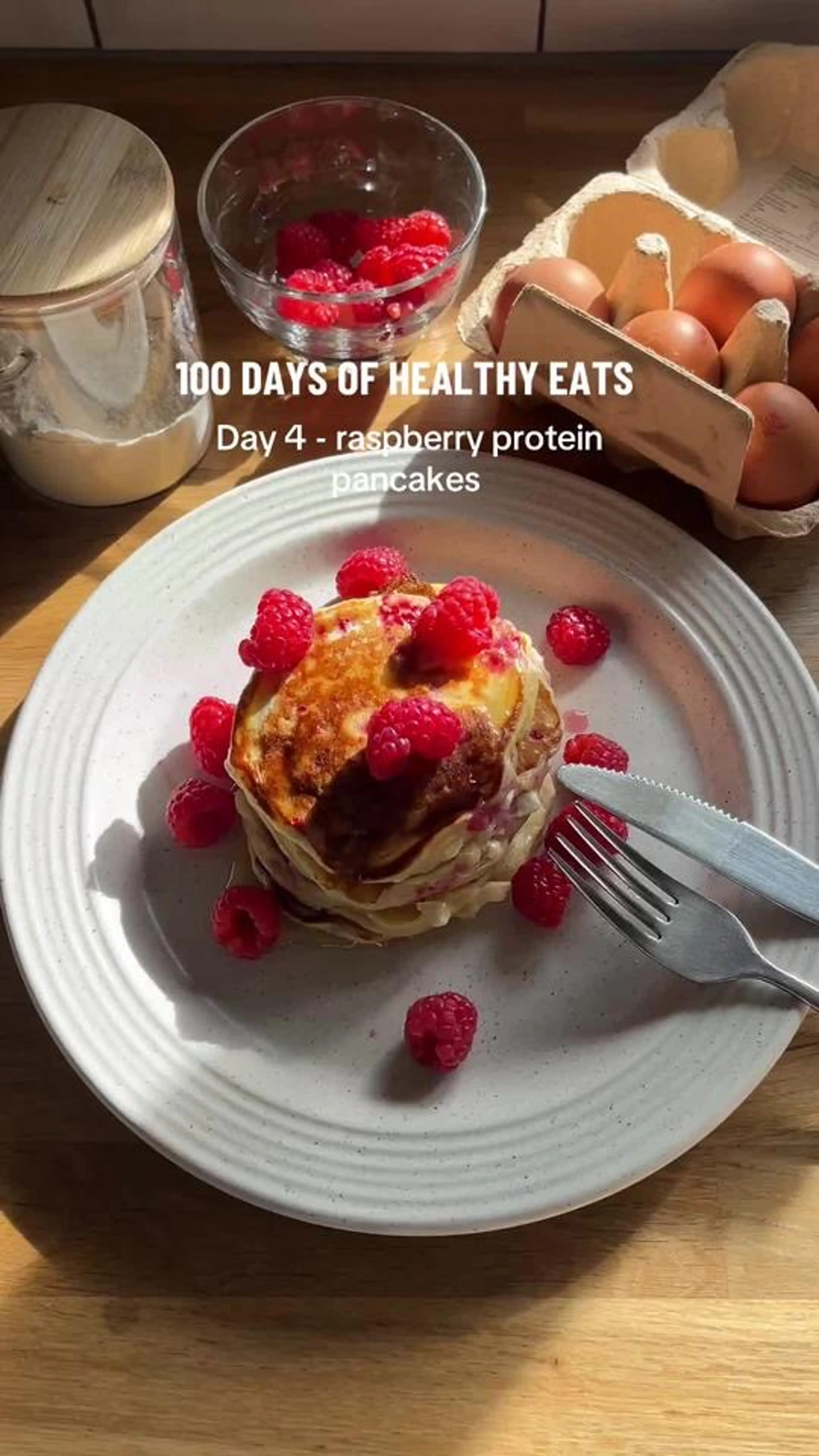 High Protein Cottage Cheese Raspberry Pancakes